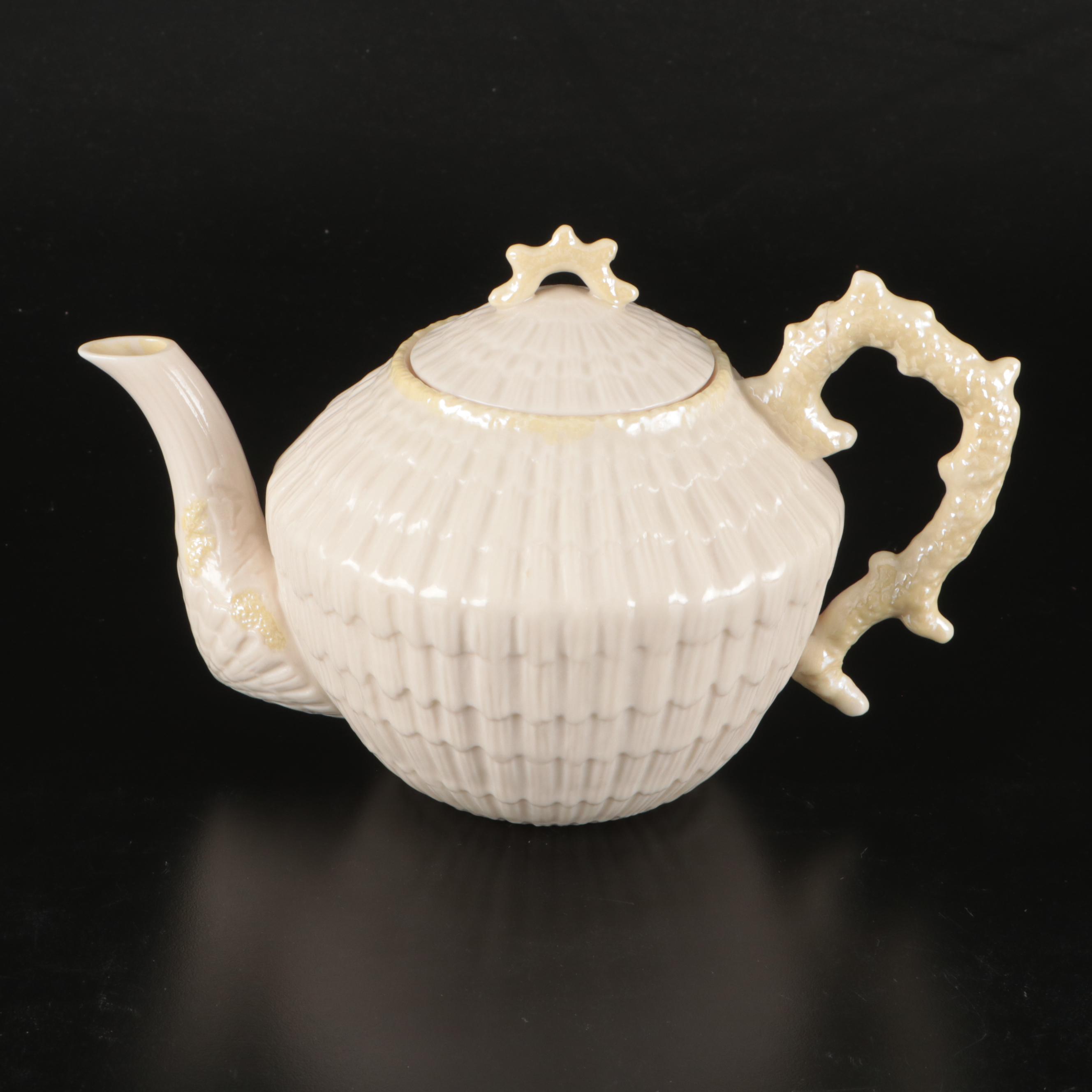 Belleek "Limpet" Porcelain Tea Set with "Toy Shell" Creamer and Sugar