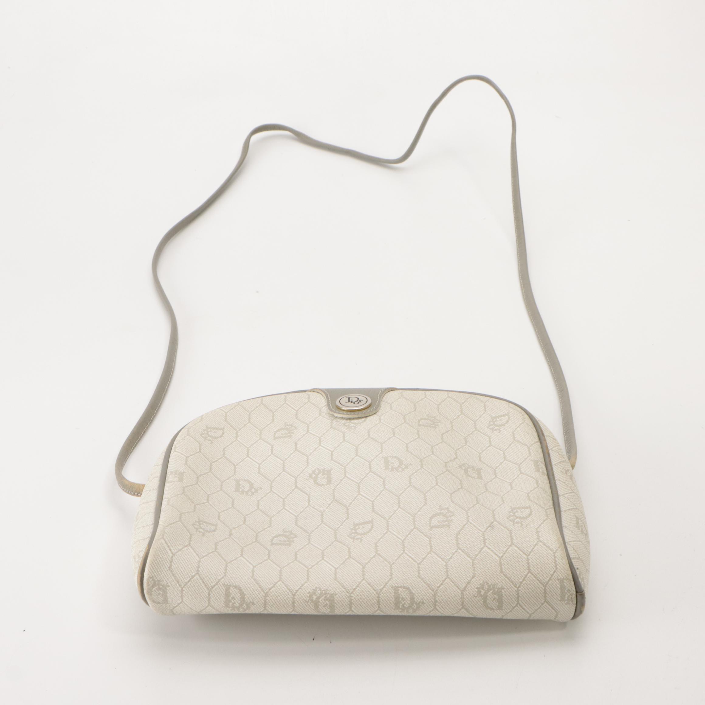 Christian Dior Honeycomb Coated Canvas and Leather Crossbody Bag