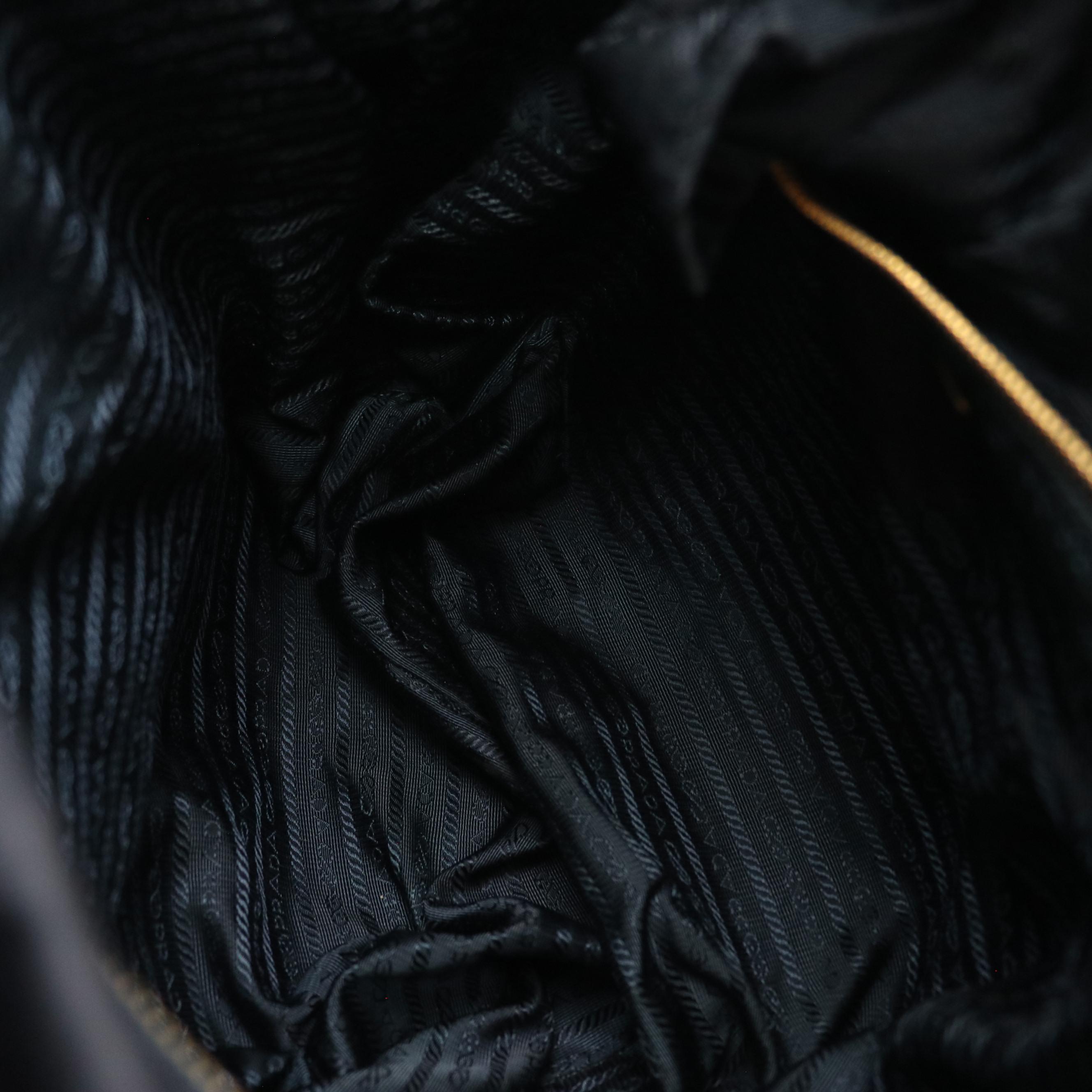 Prada Navy Tessuto Nylon and Saffiano Leather Two-Way Tote