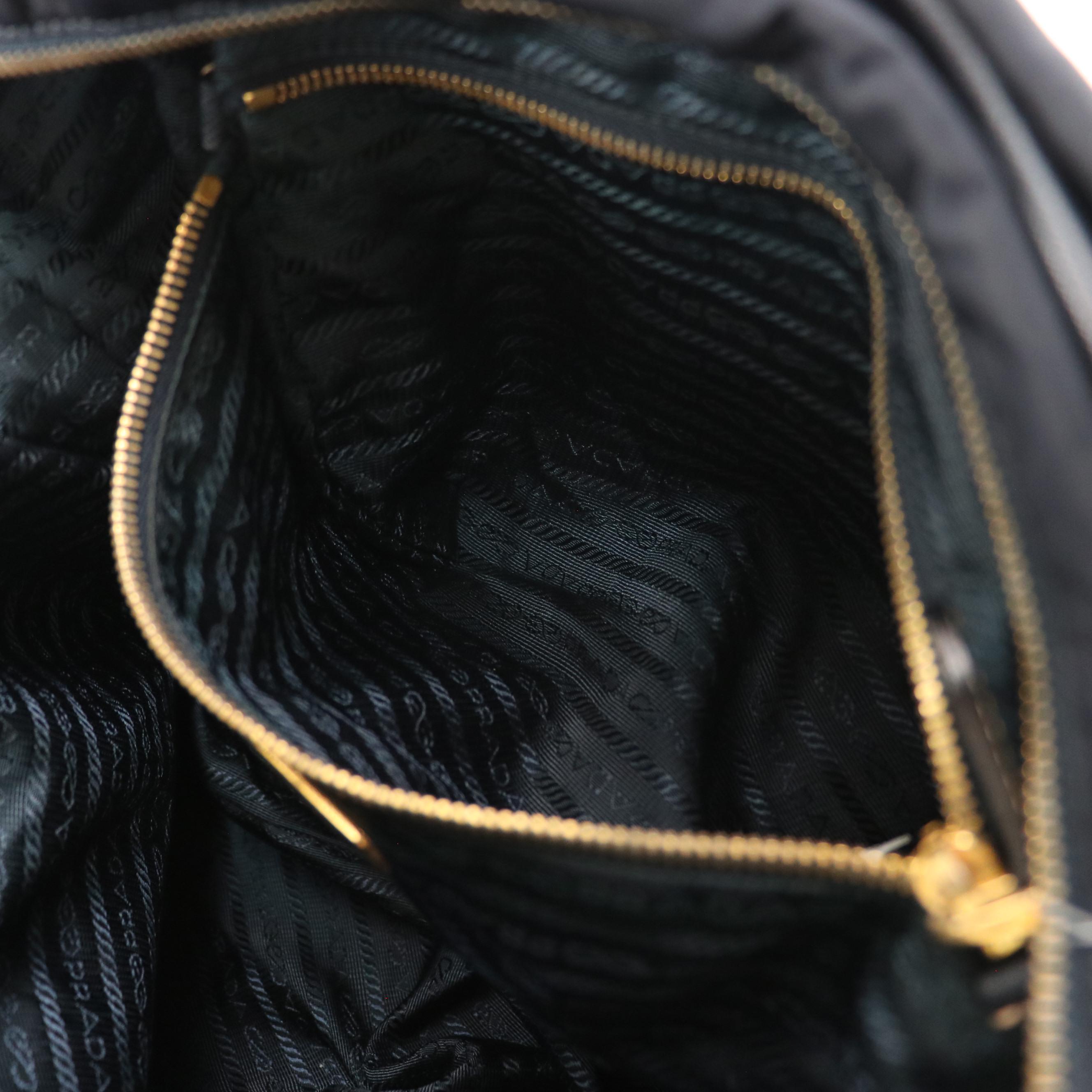Prada Navy Tessuto Nylon and Saffiano Leather Two-Way Tote