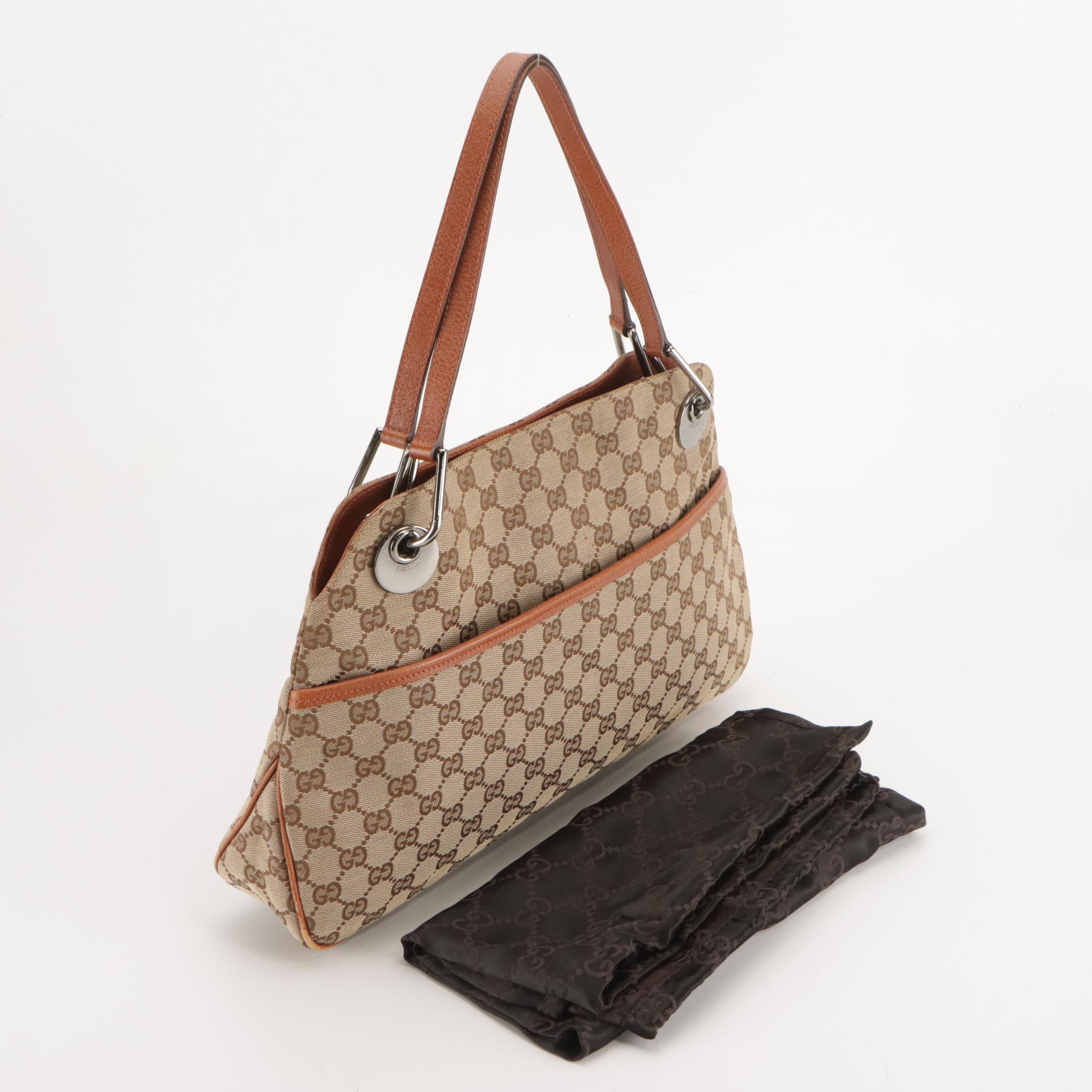 Gucci GG Canvas and Cinghiale Leather Eclipse Shoulder Bag