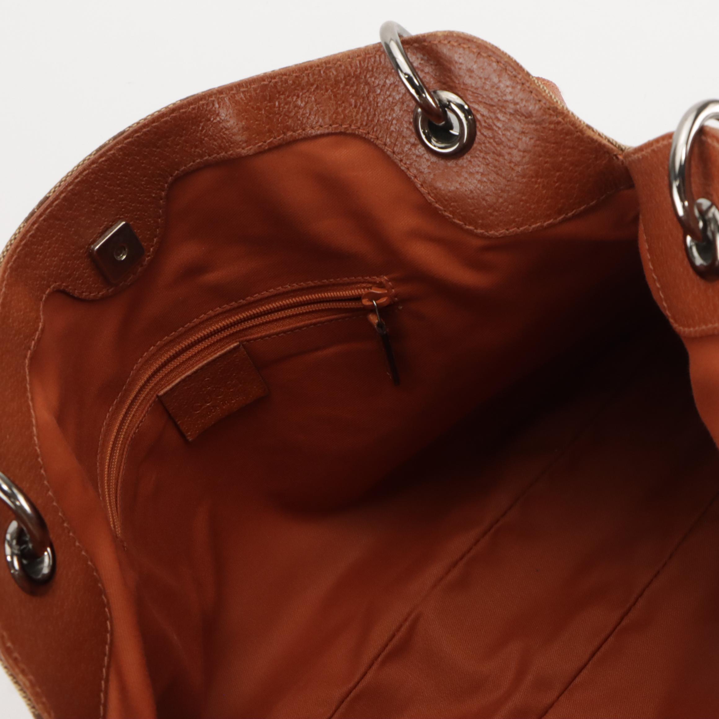 Gucci GG Canvas and Cinghiale Leather Eclipse Shoulder Bag