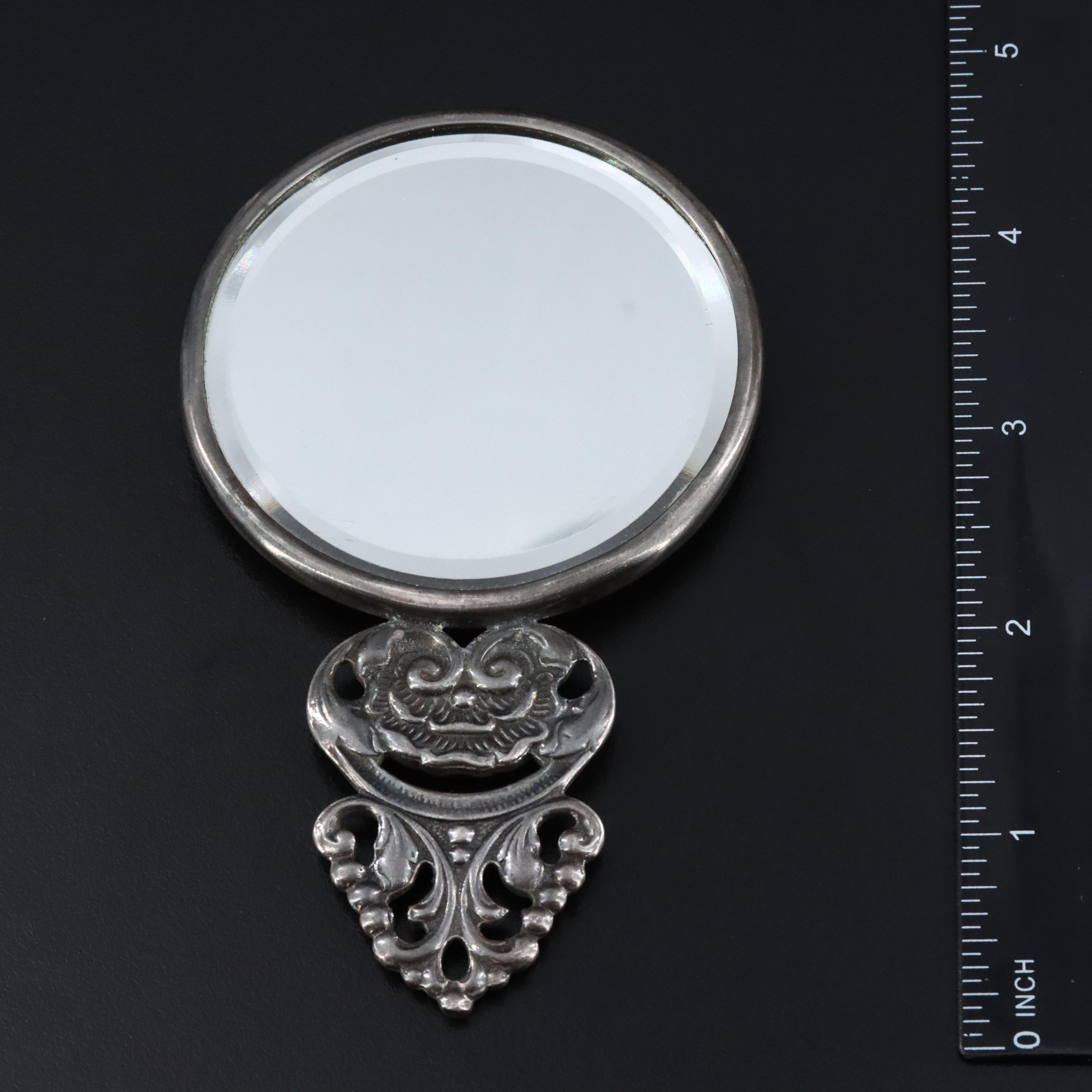 Hans Jensen Repoussé Dutch Baroque Style Silver Plate Hand Miror