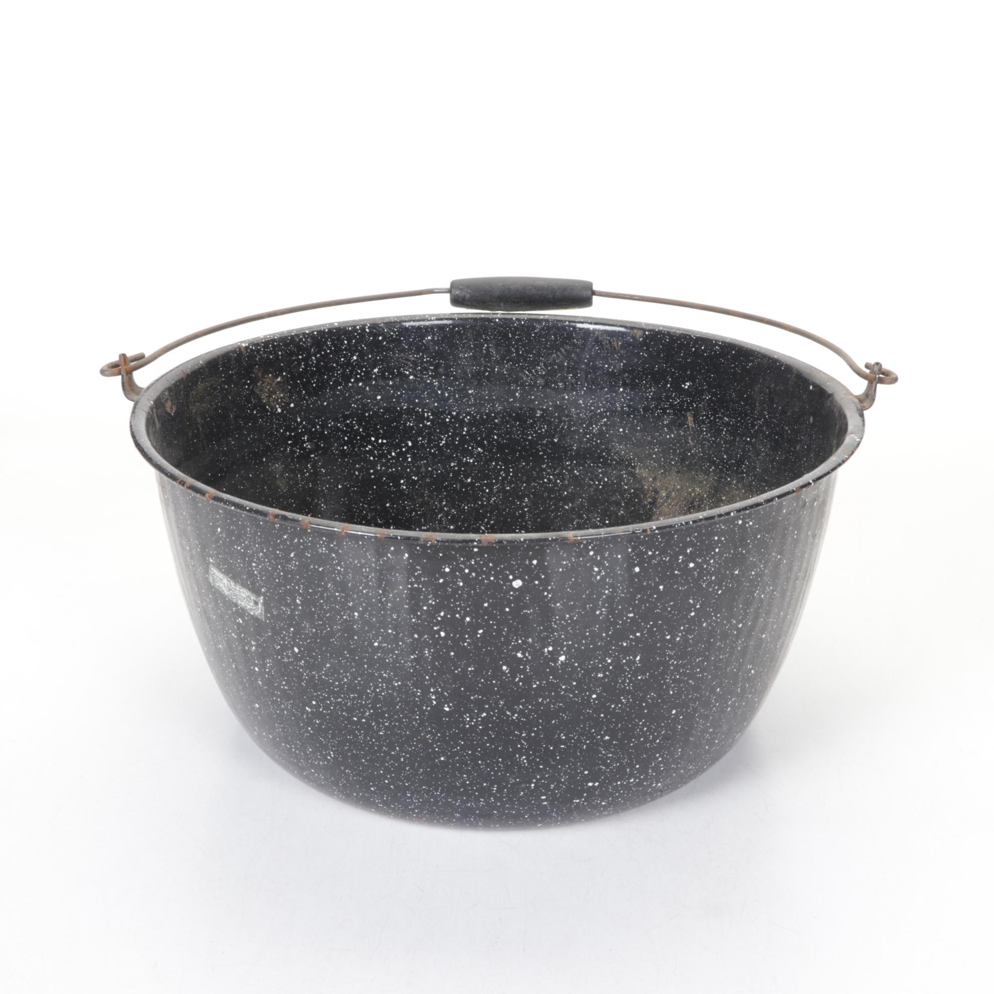 Enameled Metal Canning Pot with Rack and a Pail, Mid to Late 20th Century