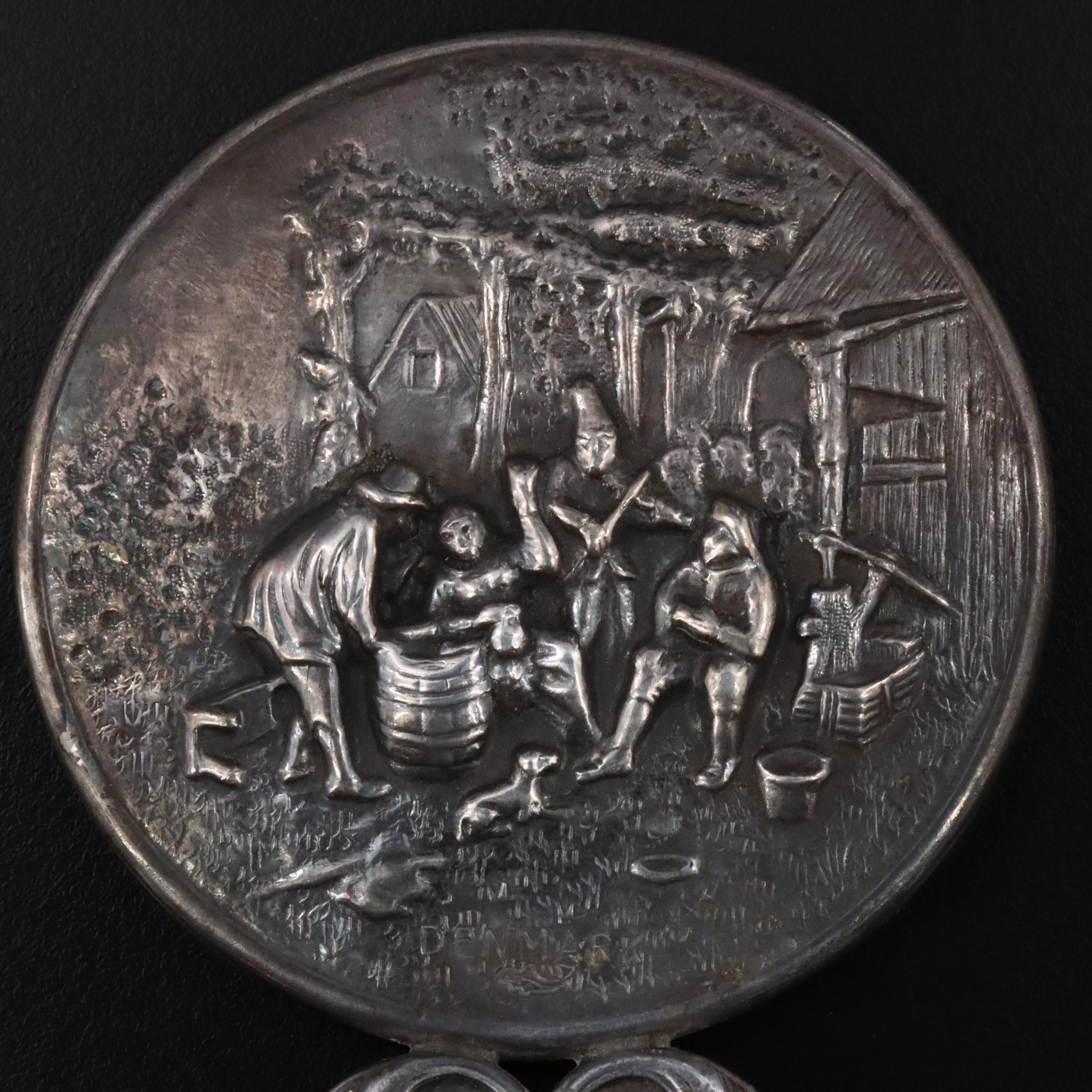 Hans Jensen Repoussé Dutch Baroque Style Silver Plate Hand Miror