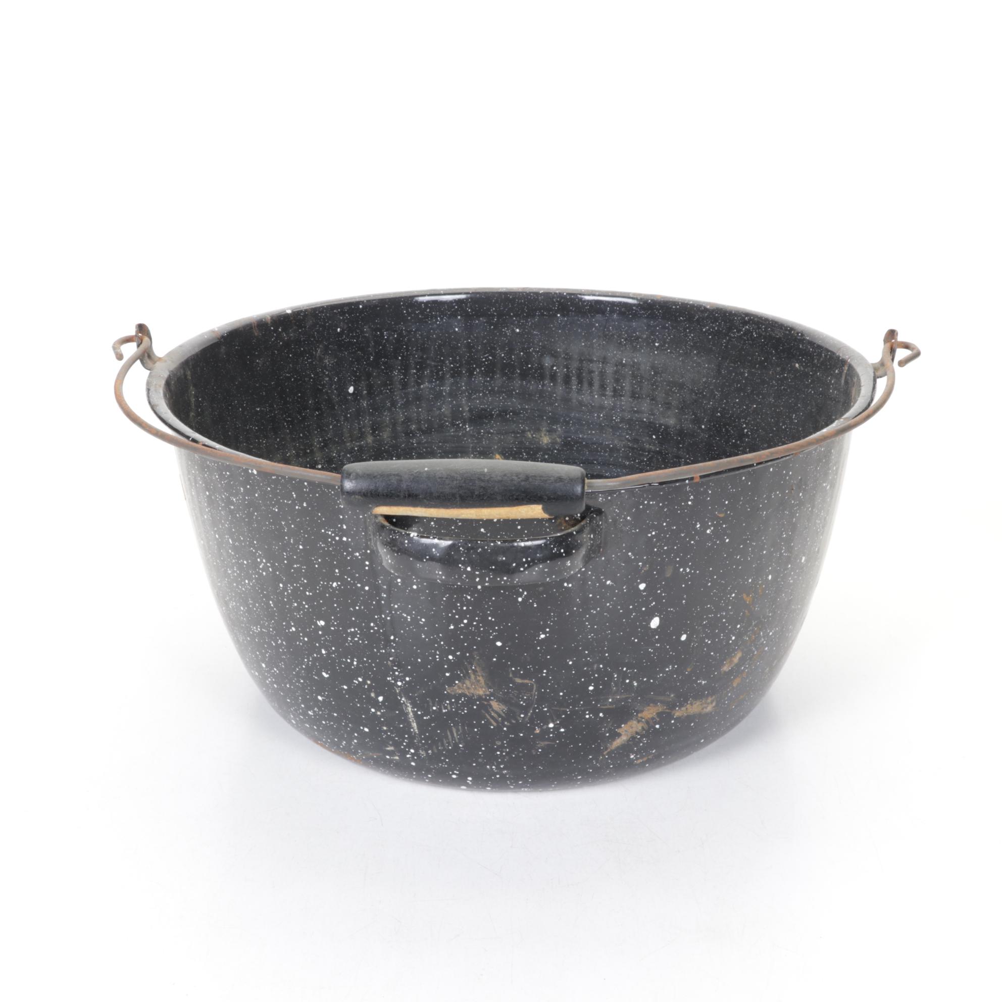 Enameled Metal Canning Pot with Rack and a Pail, Mid to Late 20th Century