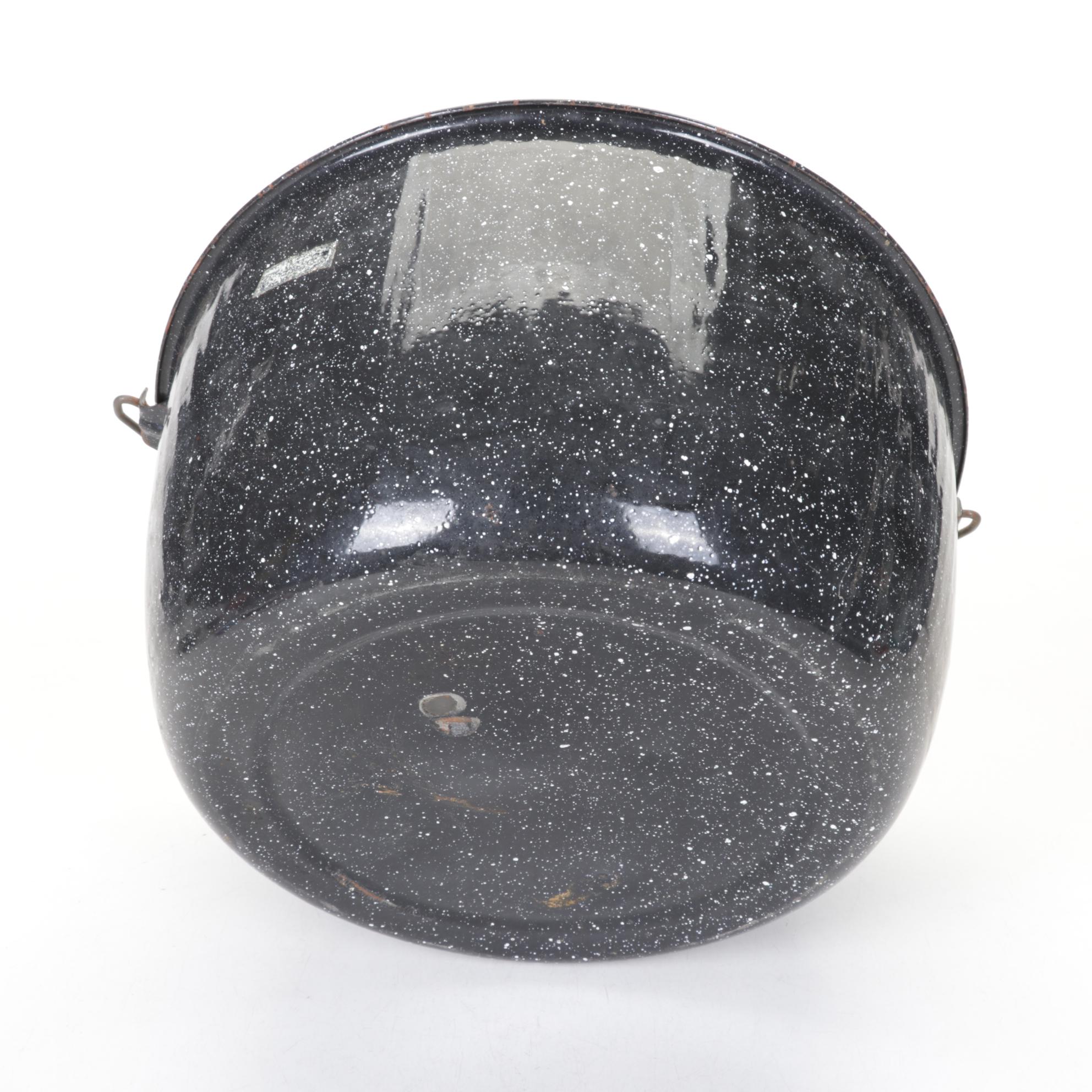 Enameled Metal Canning Pot with Rack and a Pail, Mid to Late 20th Century