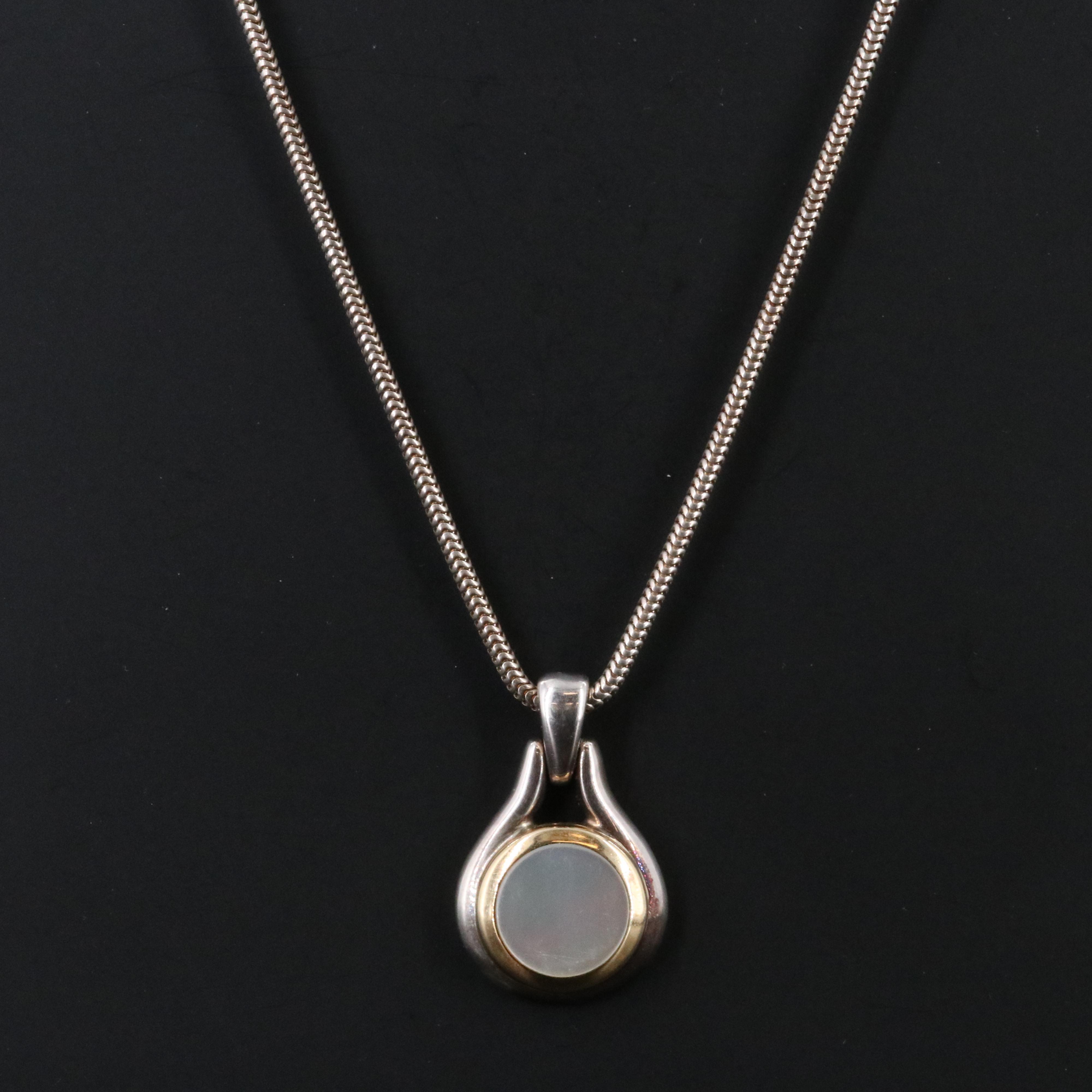 Tiffany & Co. Sterling and 18K Mother of Pearl Pendant Necklace