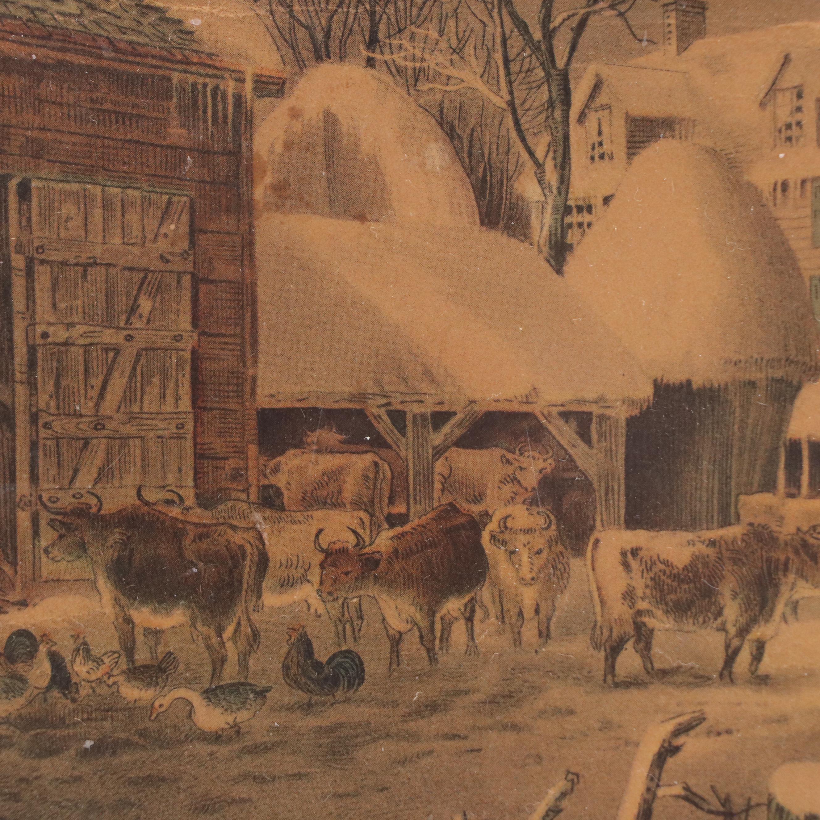 Currier & Ives Halftone "Winter Morning," Late 19th to Early 20th Century