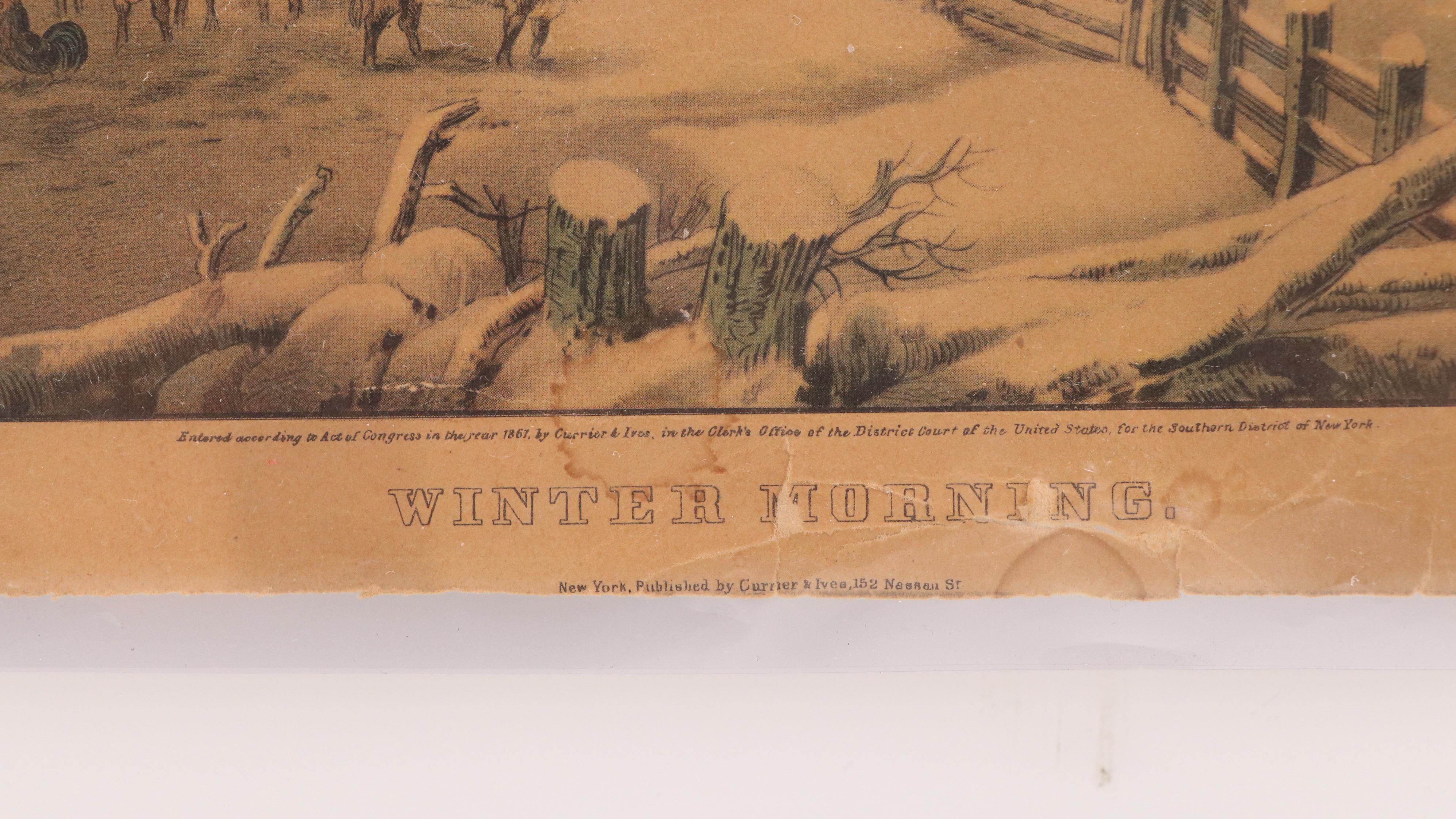 Currier & Ives Halftone "Winter Morning," Late 19th to Early 20th Century