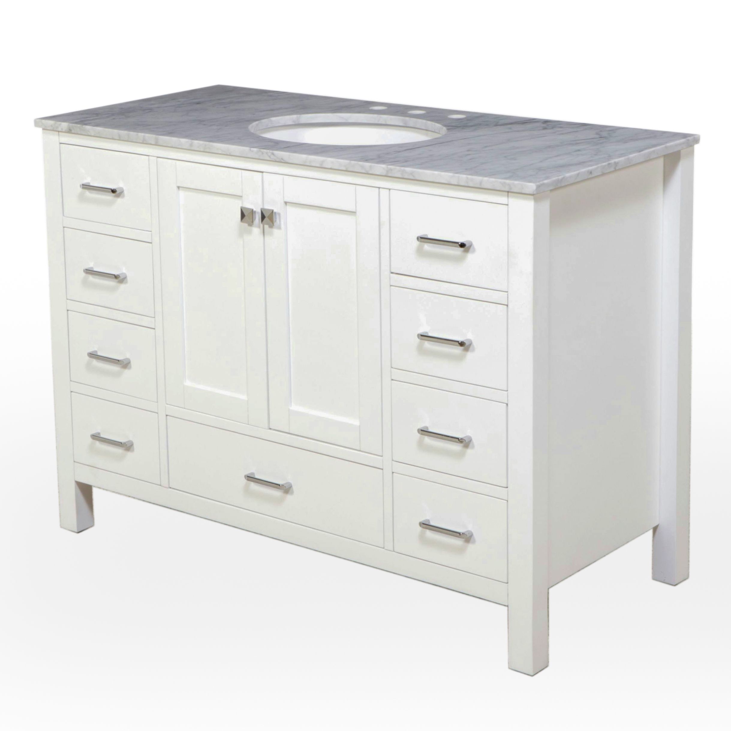 KBC 48" Contemporary Painted Wood and Granite Bathroom Vanity