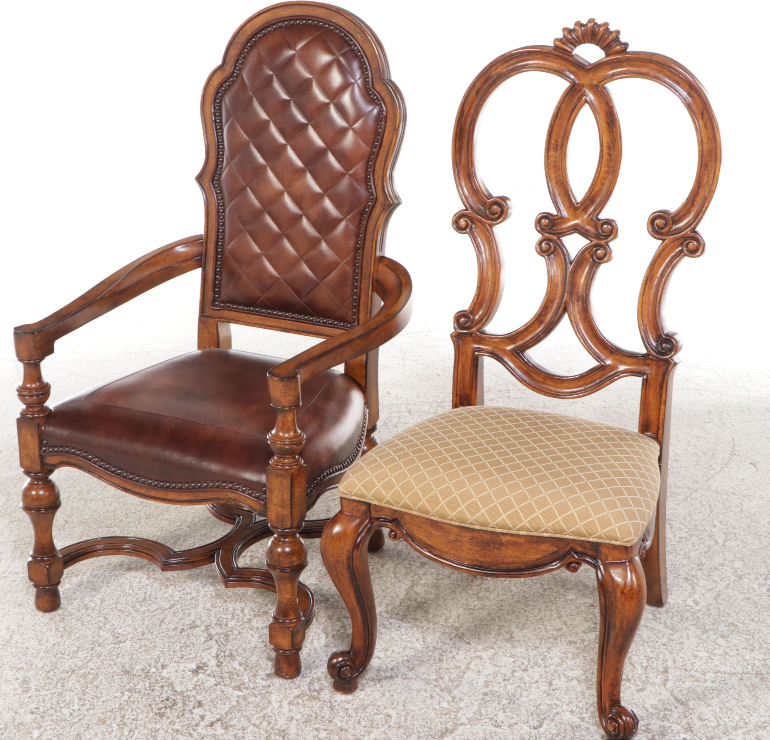 Mahogany Inlaid Double Pedestal Dining Table with Eight Chairs