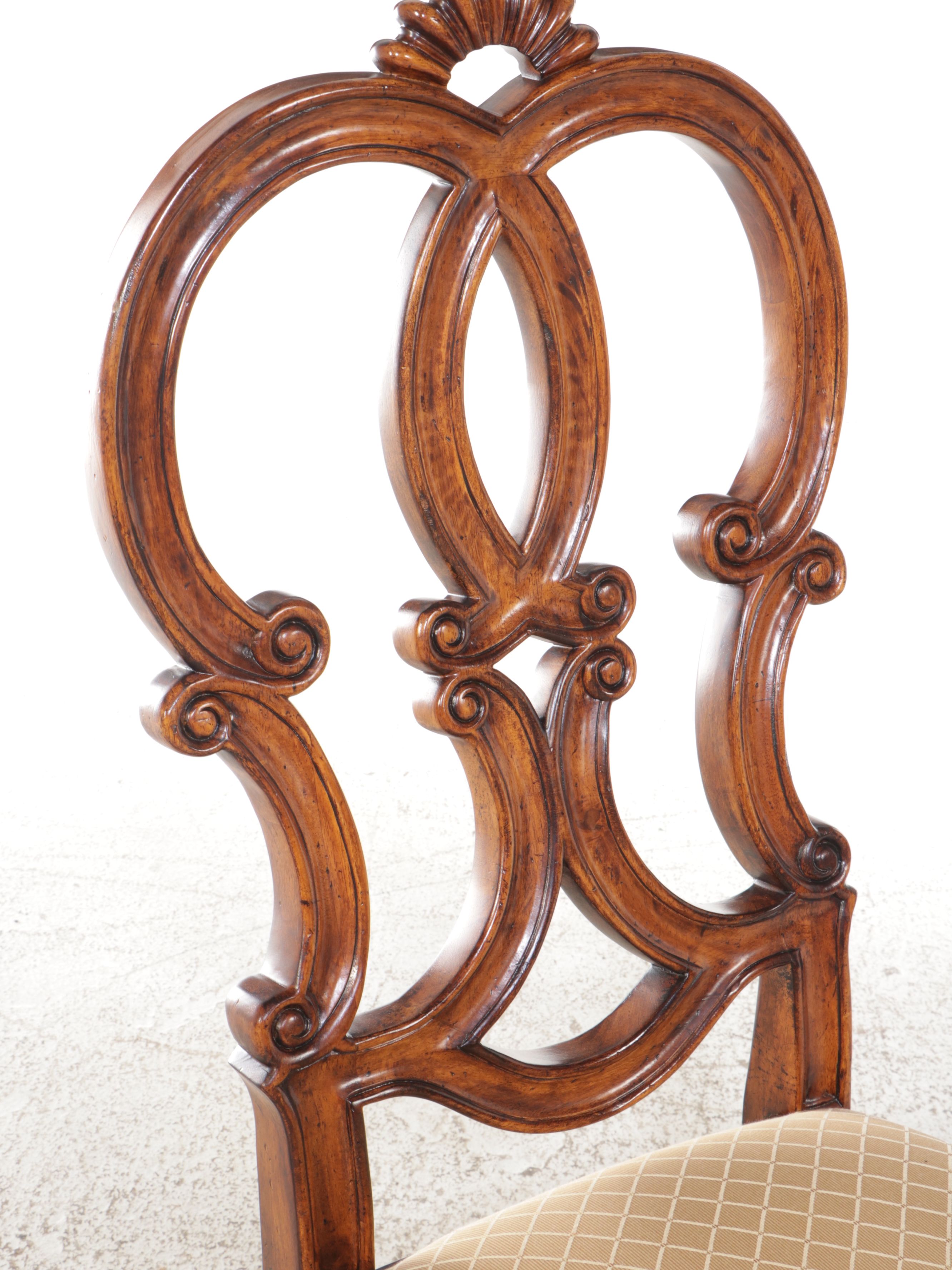 Mahogany Inlaid Double Pedestal Dining Table with Eight Chairs