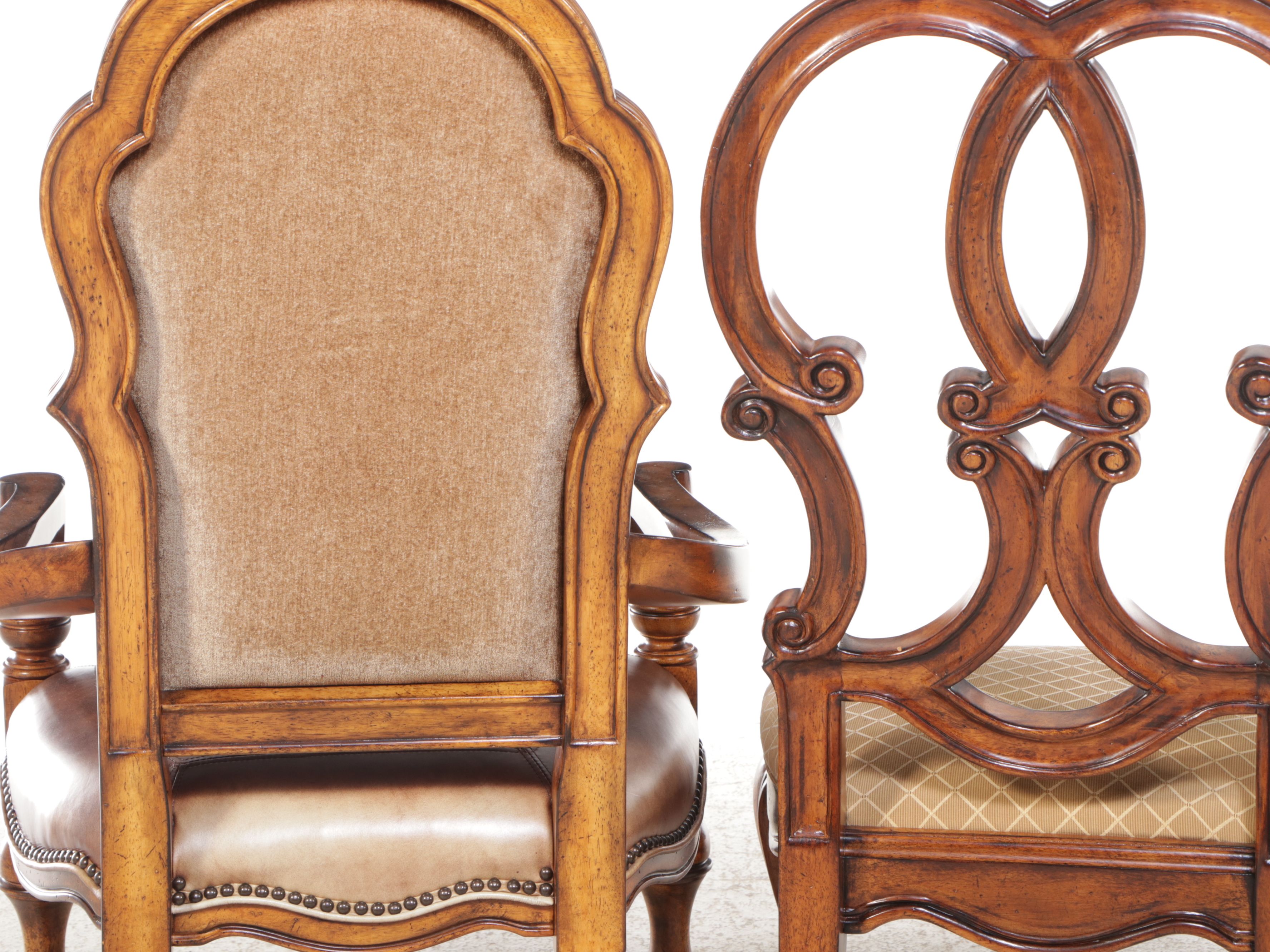 Mahogany Inlaid Double Pedestal Dining Table with Eight Chairs