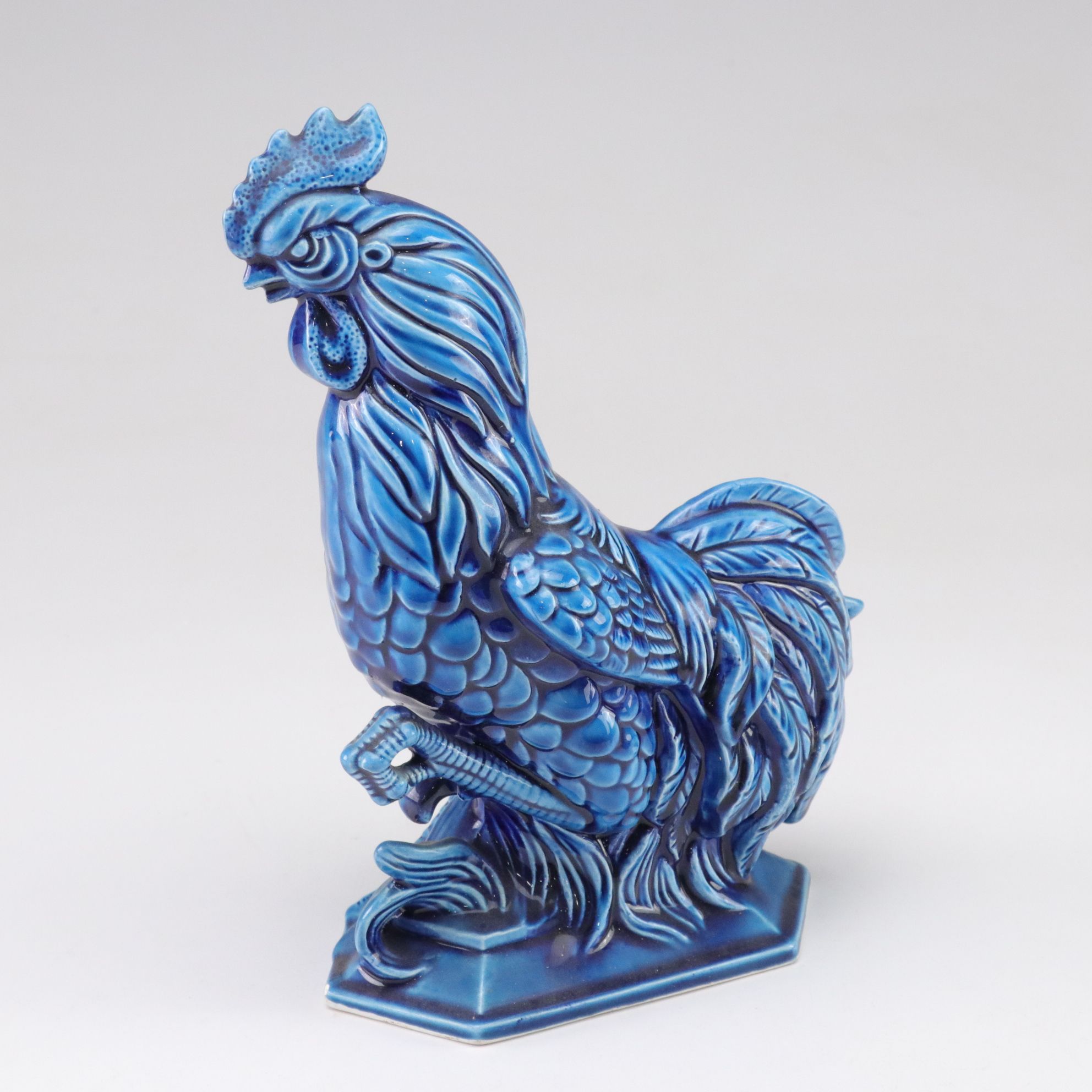 Inarco "Mood Indigo" Blue Ceramic Roosters