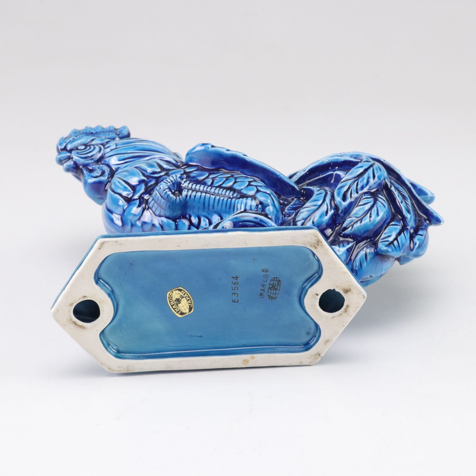 Inarco "Mood Indigo" Blue Ceramic Roosters