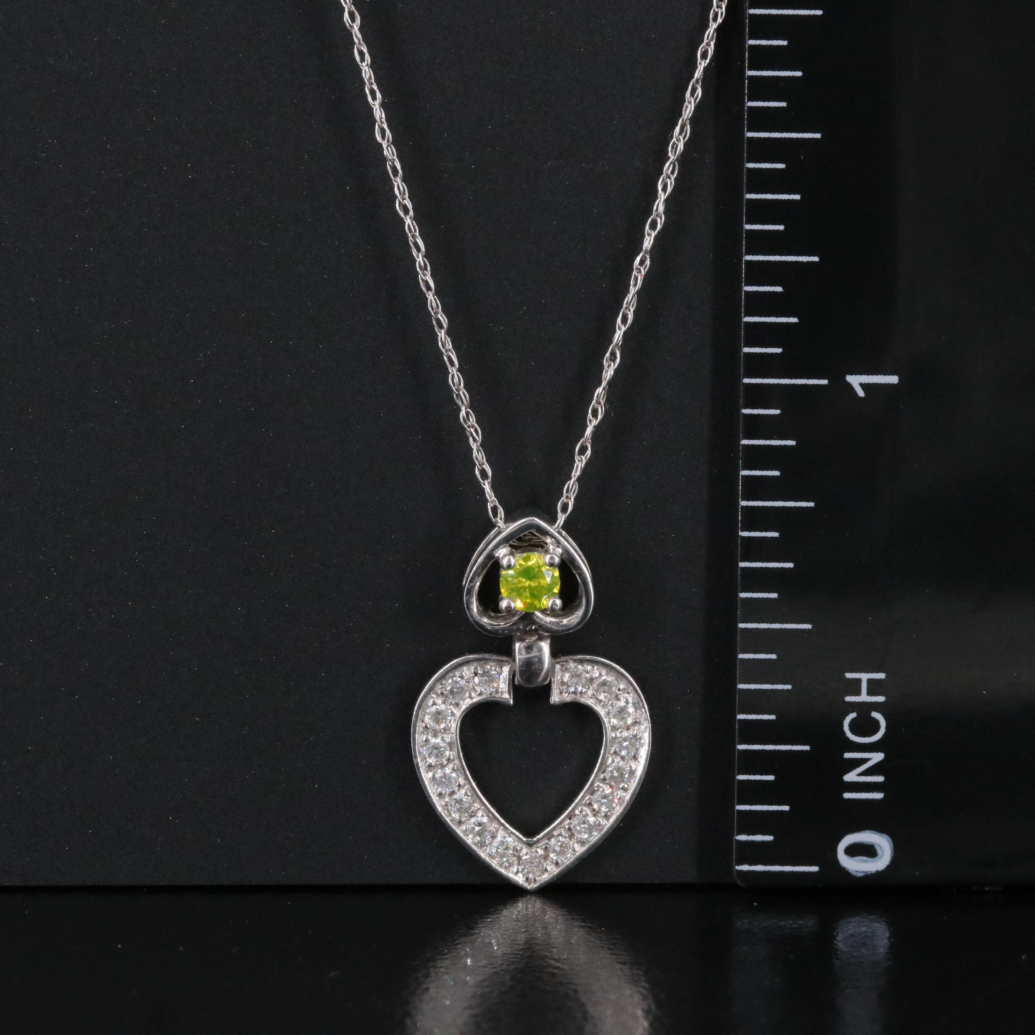 18K 0.27 CTW Diamond Heart Pendant Necklace with Fancy Center