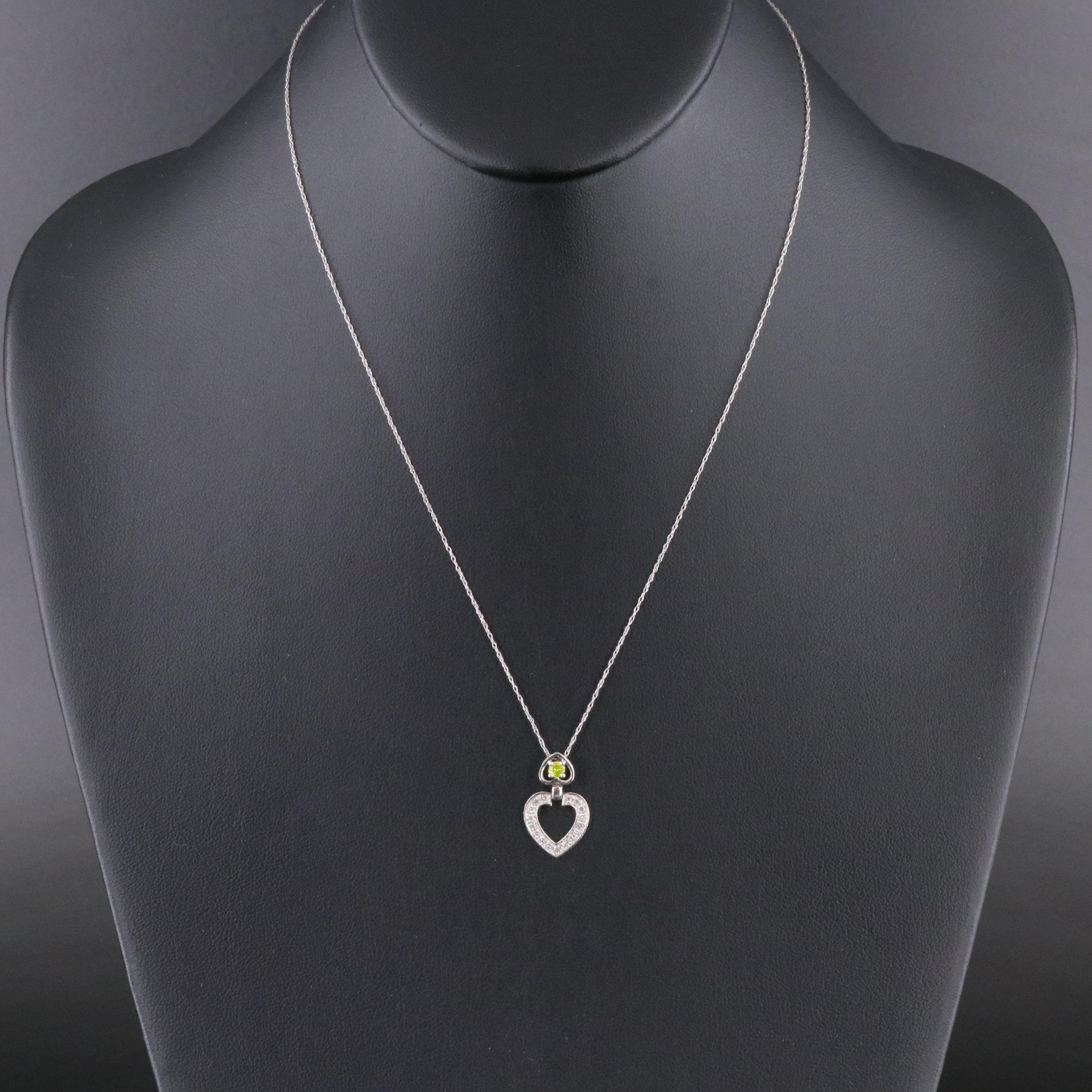 18K 0.27 CTW Diamond Heart Pendant Necklace with Fancy Center