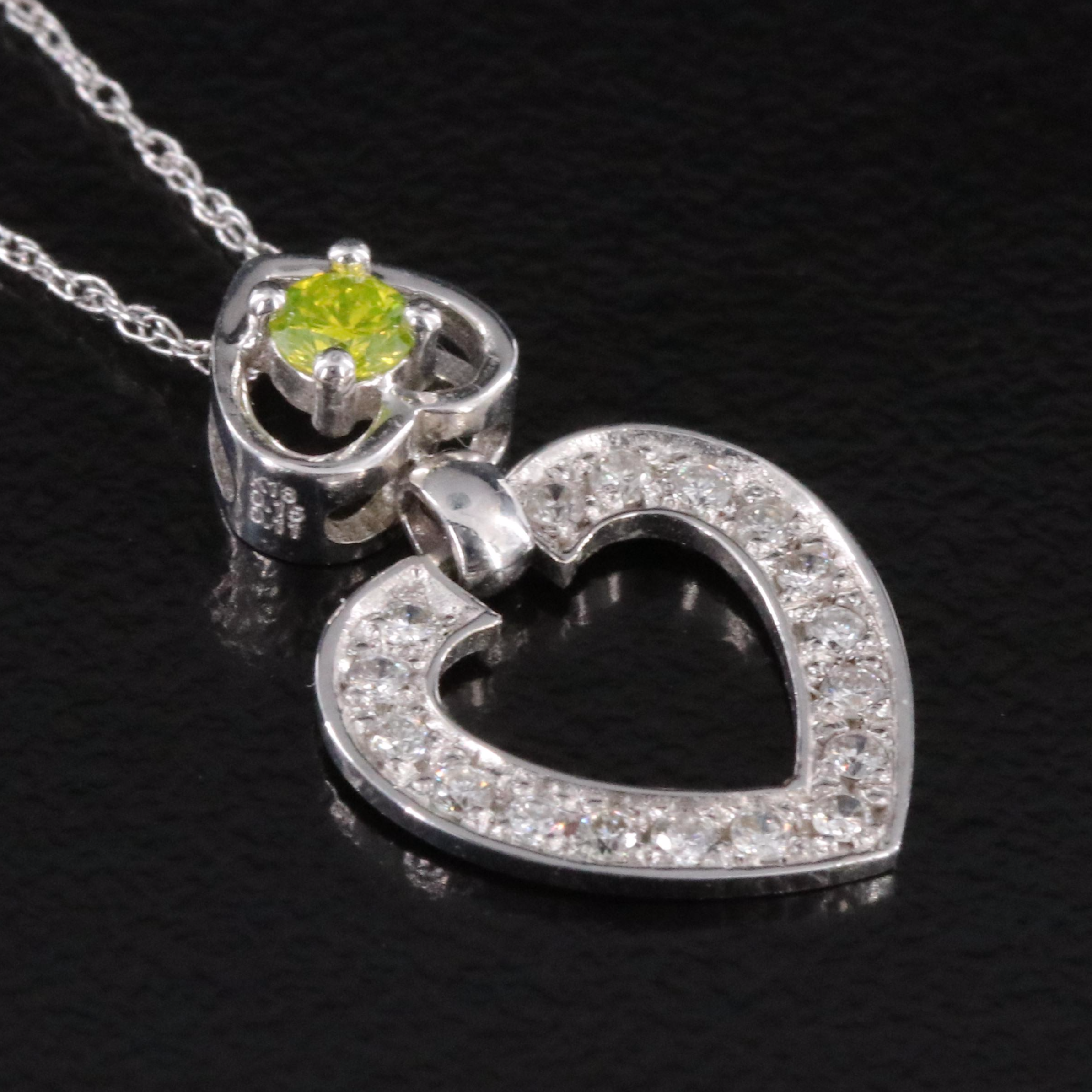 18K 0.27 CTW Diamond Heart Pendant Necklace with Fancy Center
