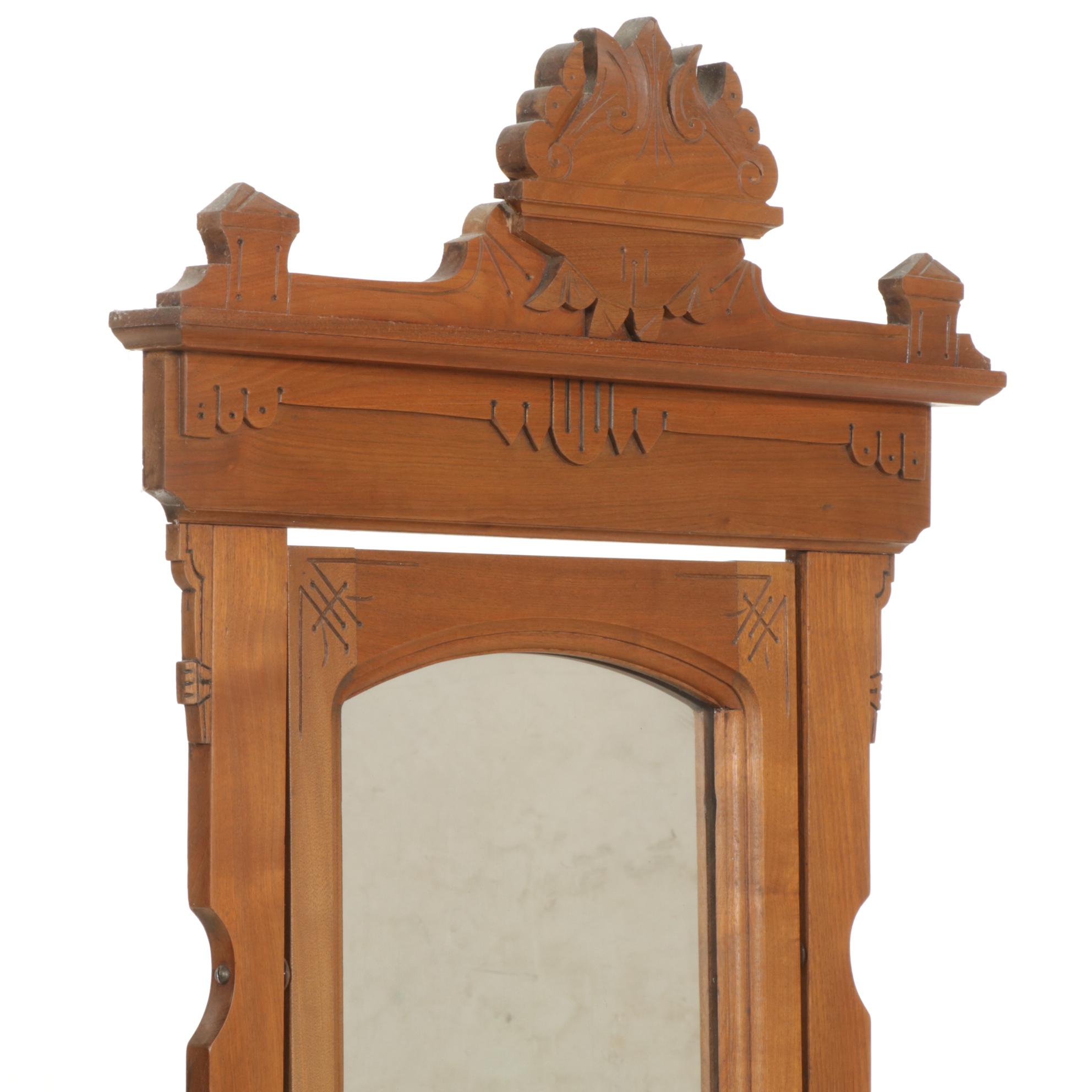 Victorian Eastlake Walnut and Marble Dresser and Mirror