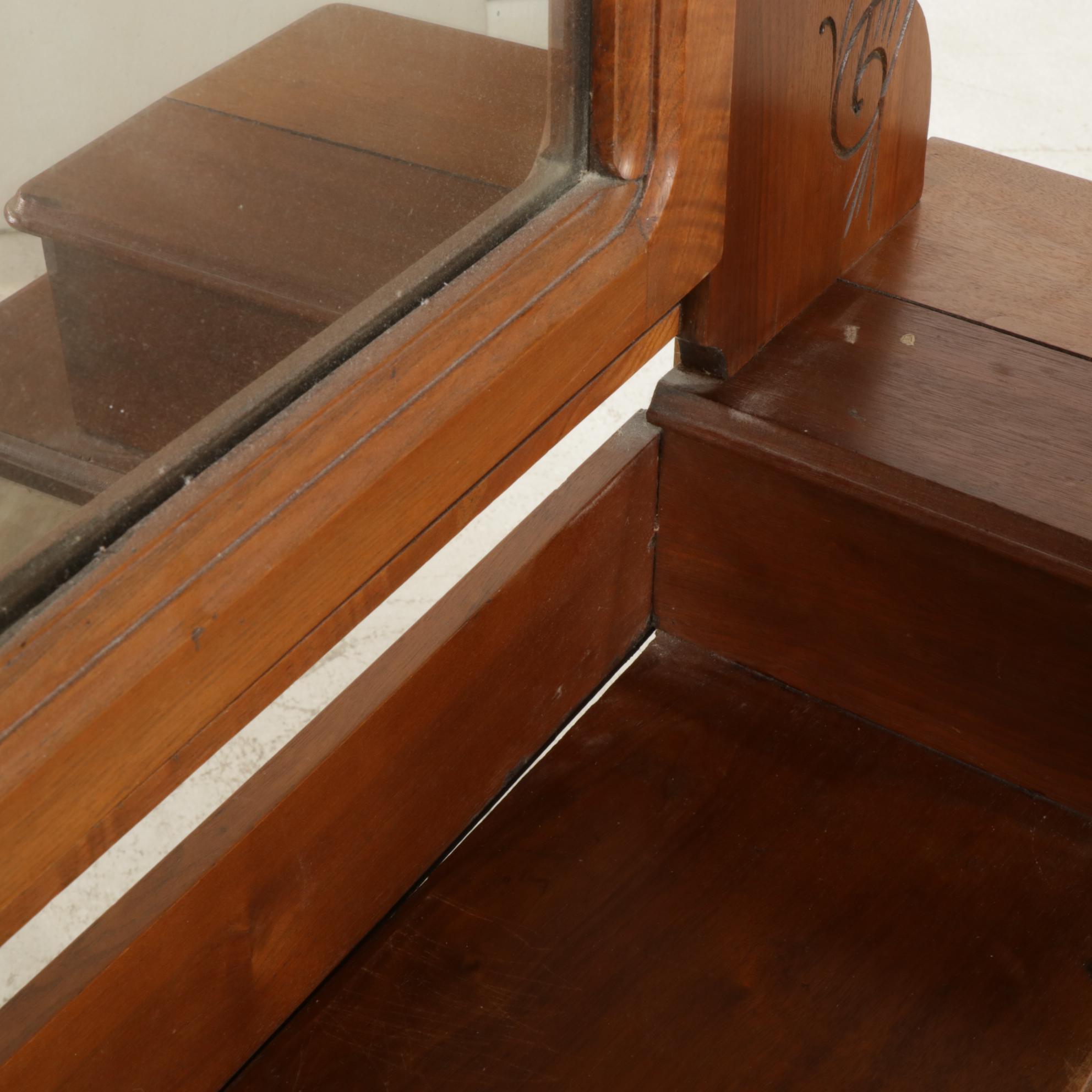 Victorian Eastlake Walnut and Marble Dresser and Mirror