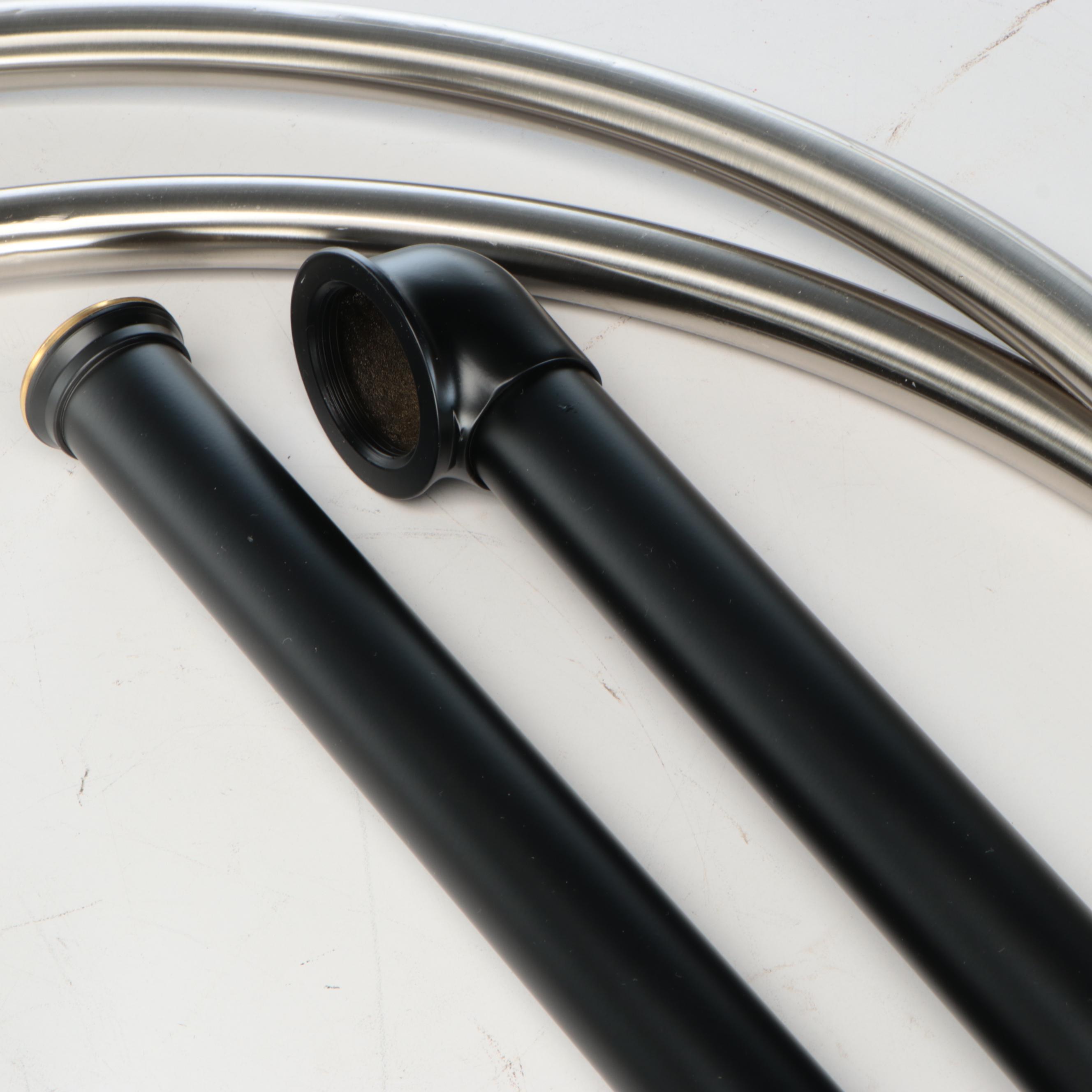 Satin Nickel Oval Shower Curtain Rod, Hand Hoses, Matte Black Tub Pipes, More