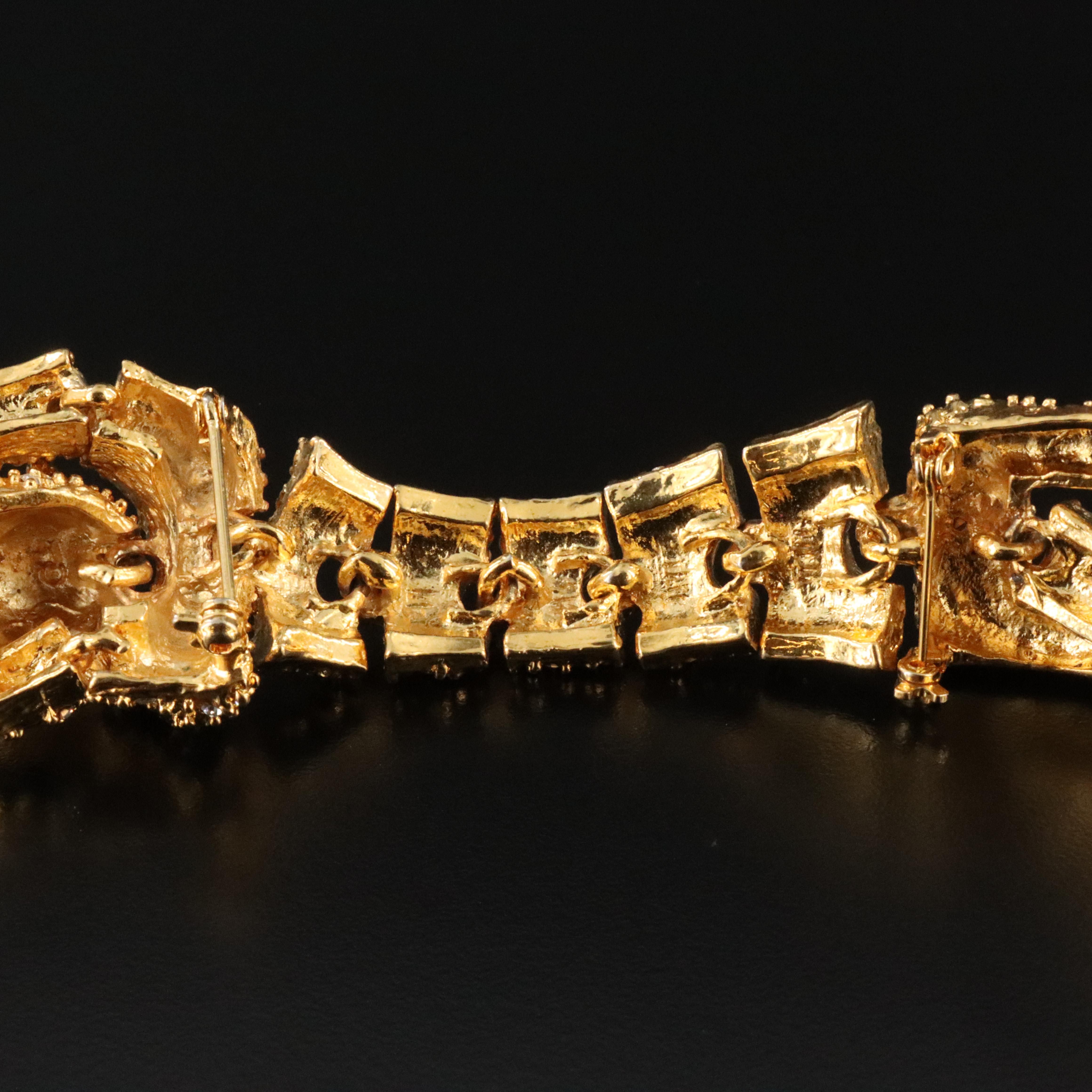 Rhinestone and Enamel Climbing Tiger Brooch