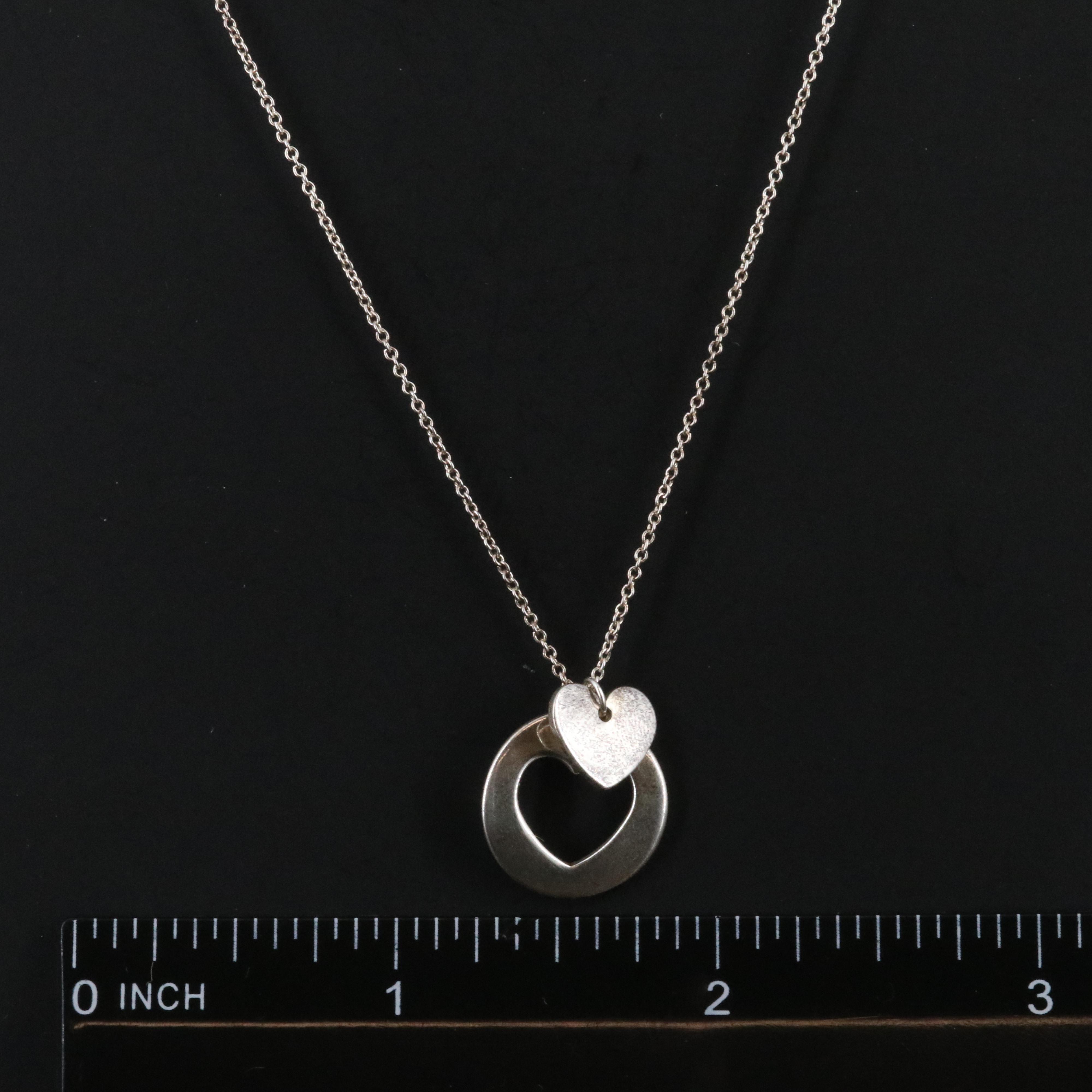 Tiffany & Co. Sterling Double Heart Cutout Necklace