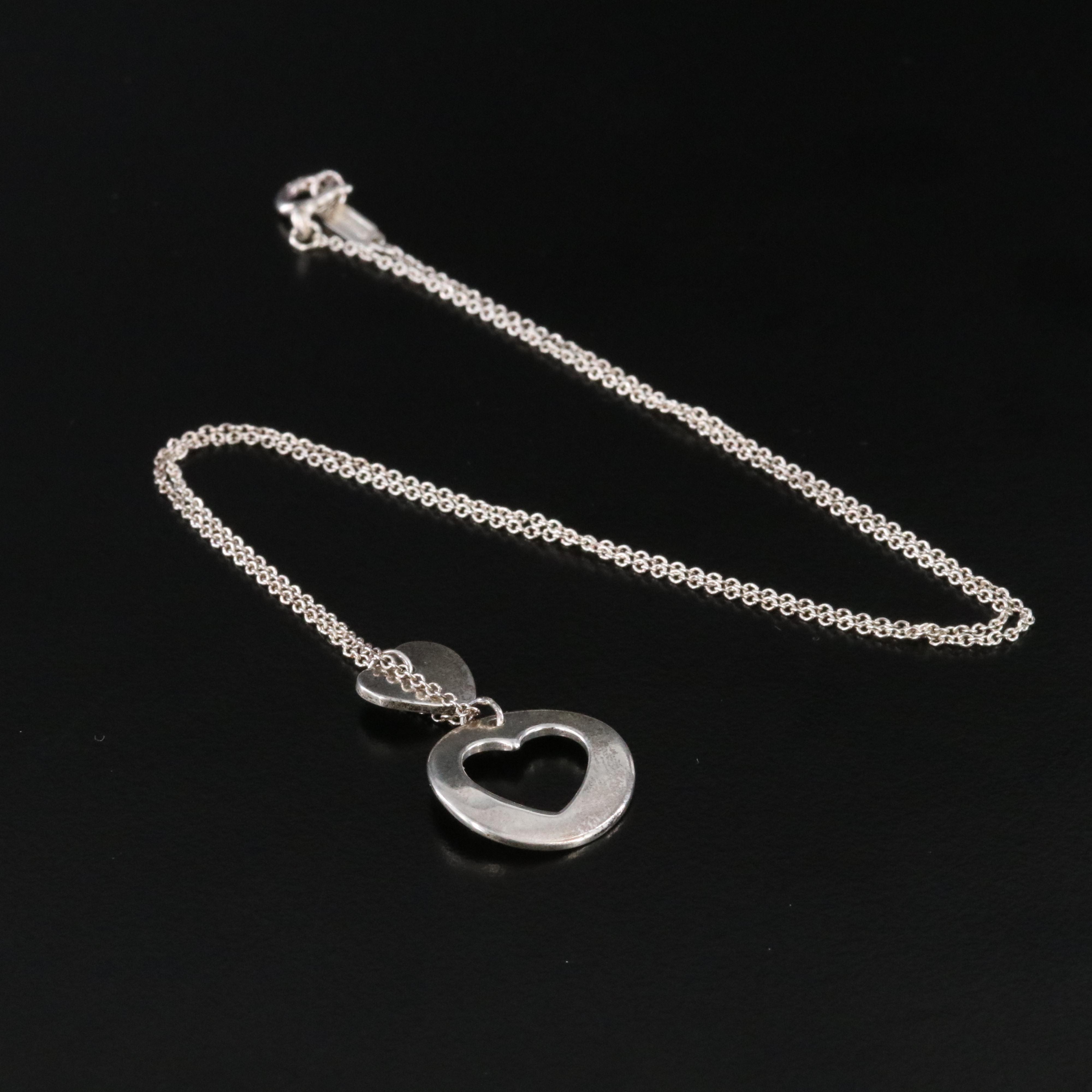 Tiffany & Co. Sterling Double Heart Cutout Necklace