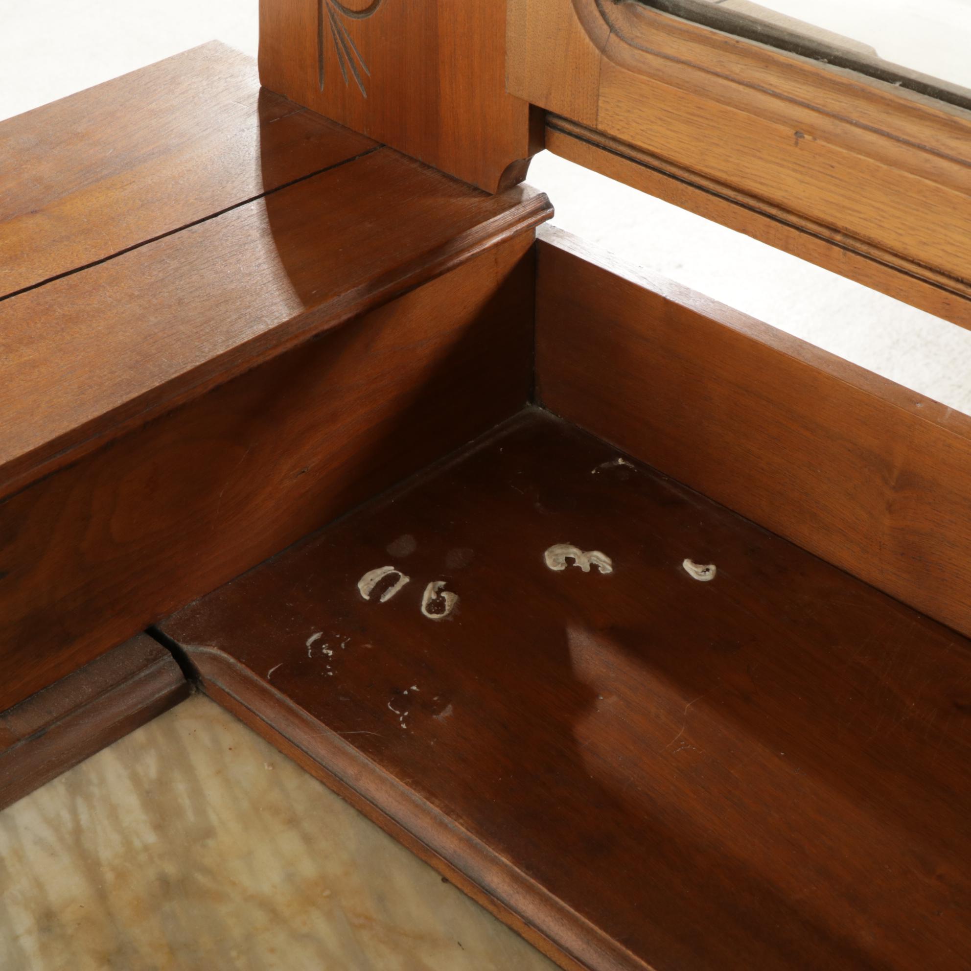 Victorian Eastlake Walnut and Marble Dresser and Mirror