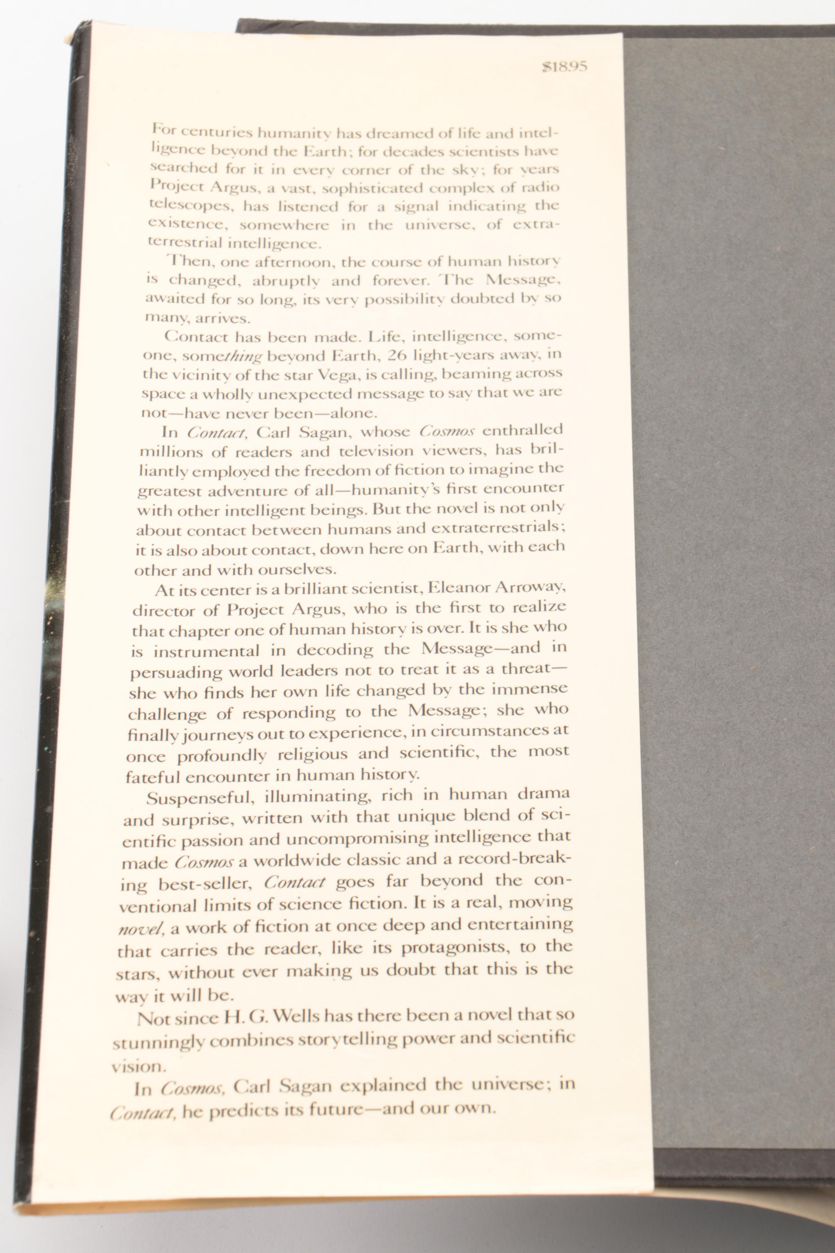 Second Printing "Contact" by Carl Sagan, 1985