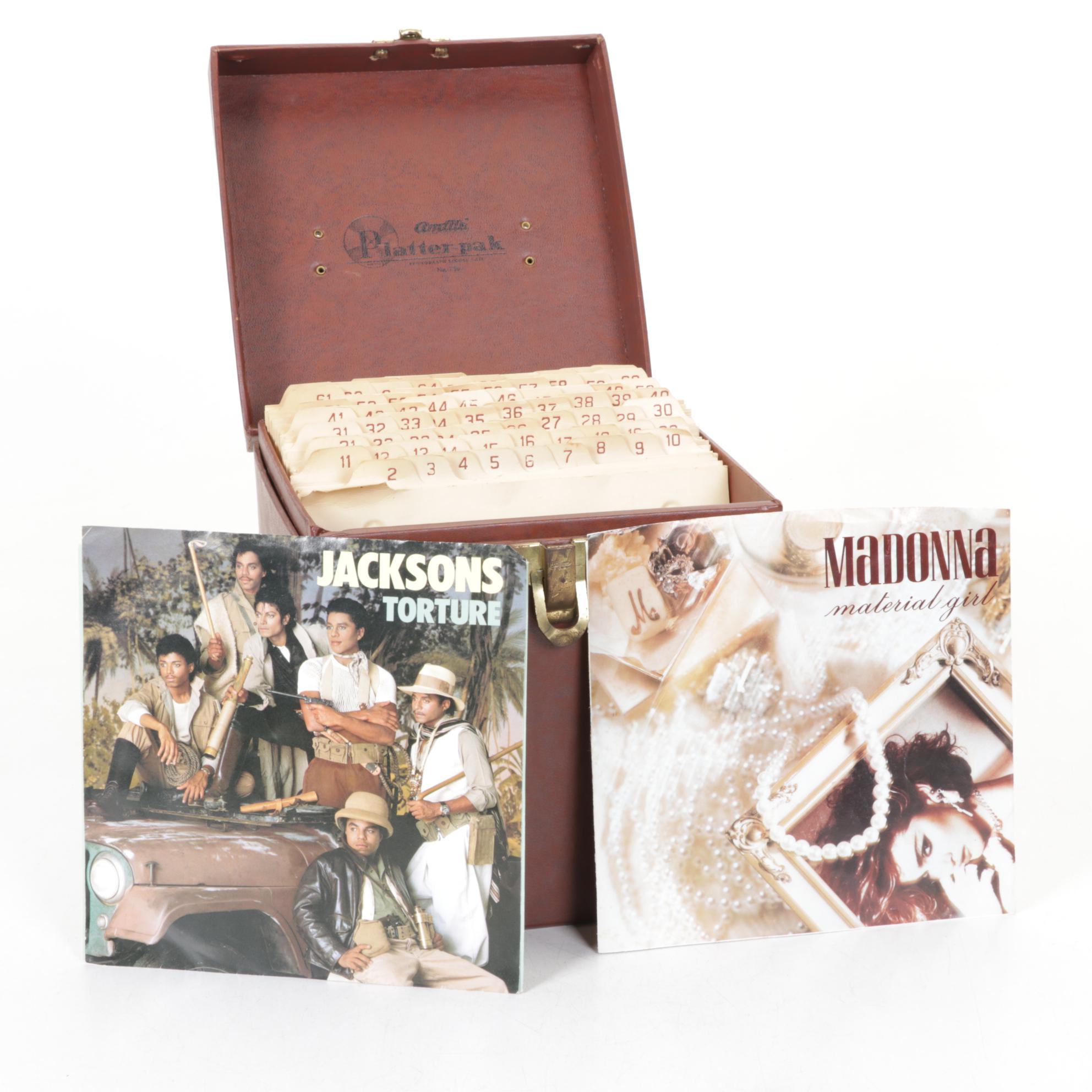 Madonna, Michael Jackson, Al Yankovich and More 45 RPMs with Carrying Case