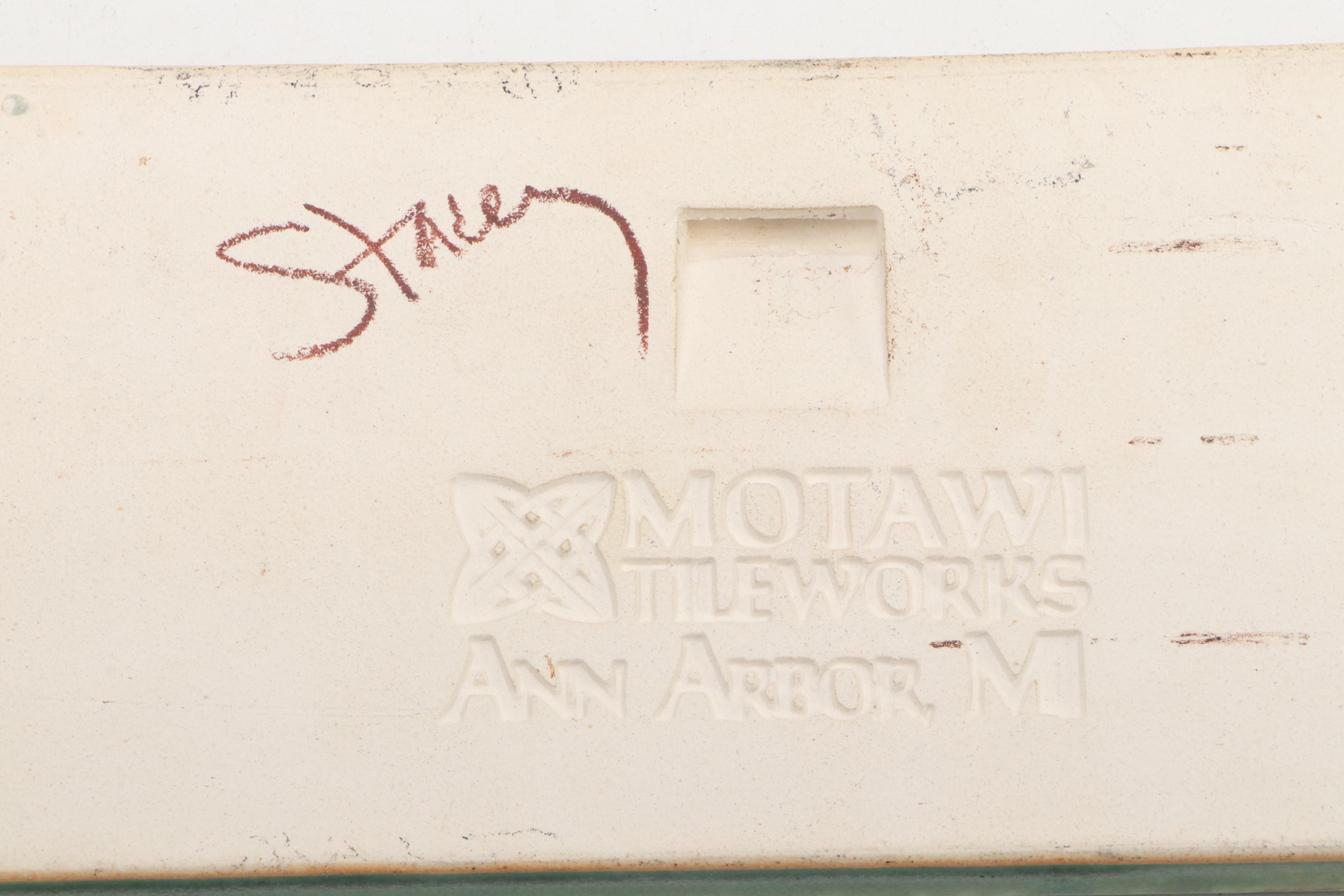 Motawi Tileworks "Riverscape" Ceramic Tile with Metal Stand