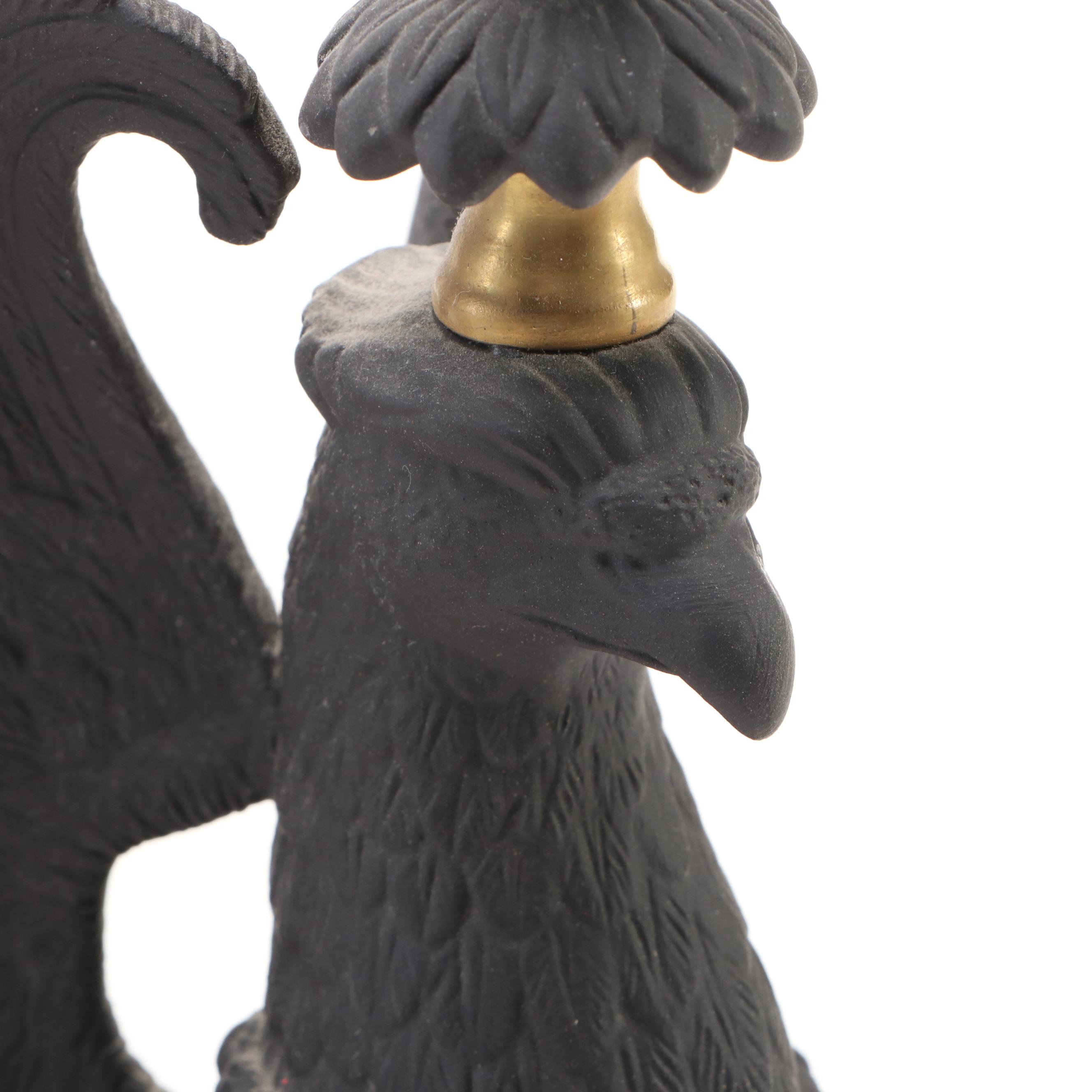 Pair of Chelsea House Port Royal Italian Porcelain Griffin Candlesticks