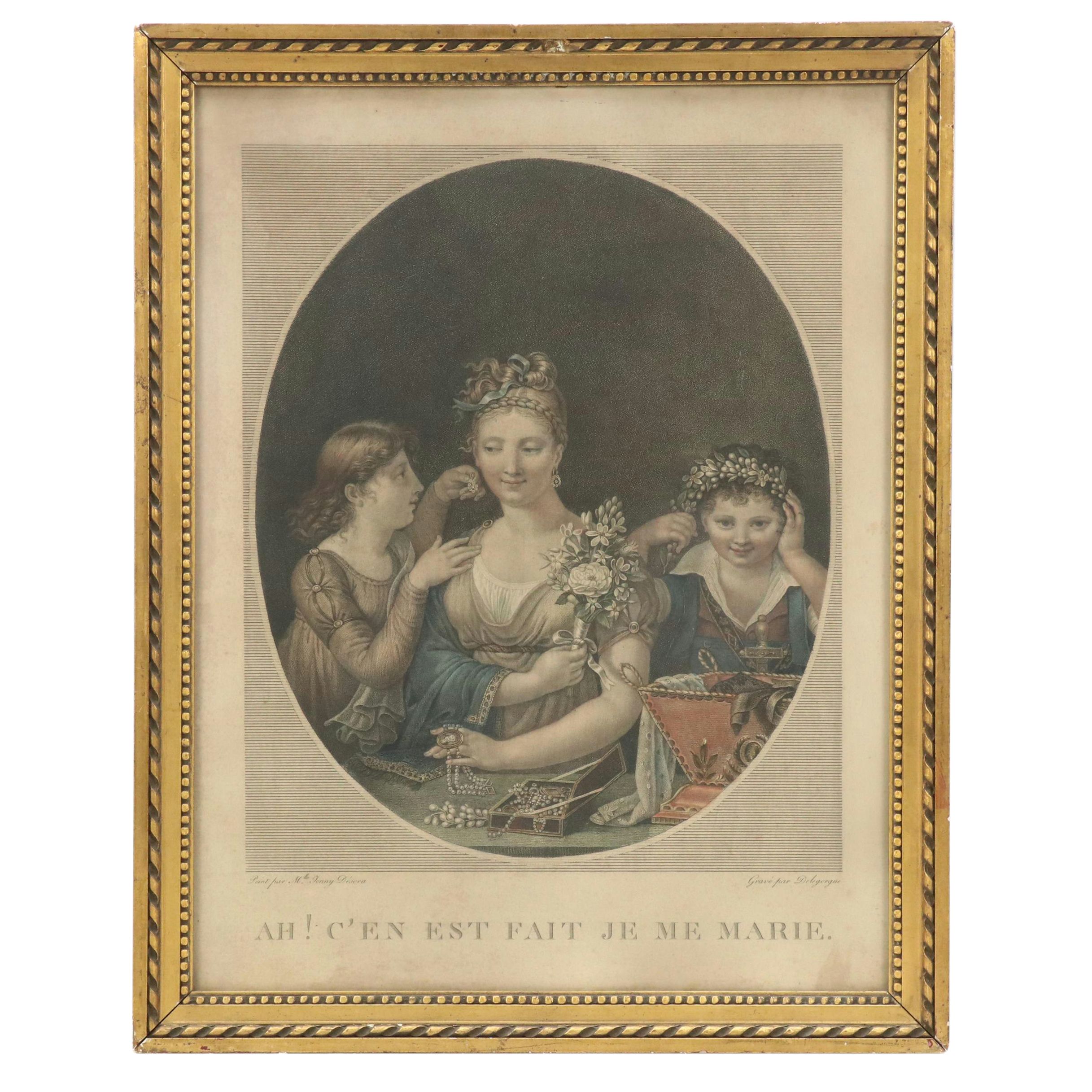 French Engraving "Ah! C'en est Fait je me Marie" After Jenny Berger-Desoras