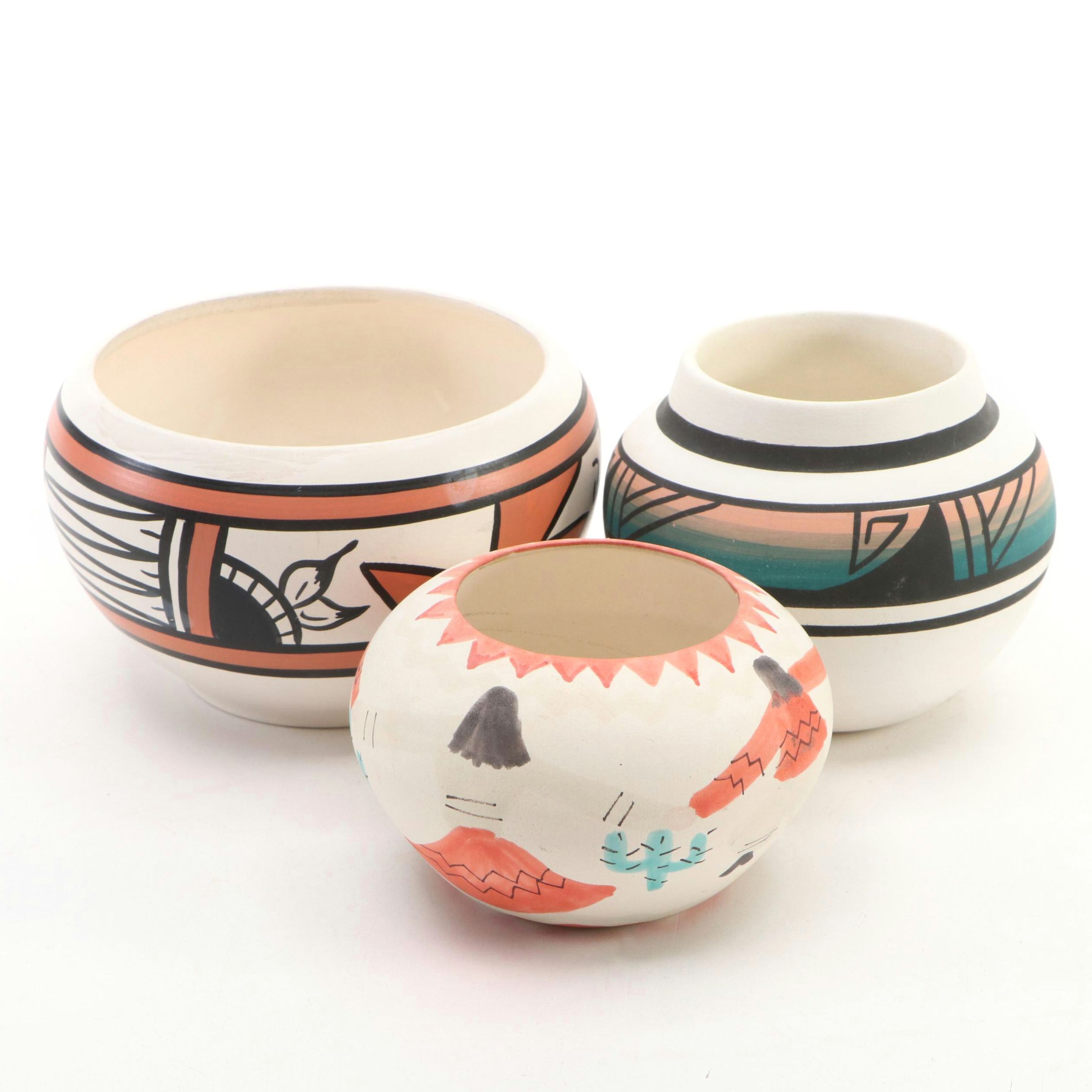 Virginia Silas Navajo Vase with Papago Friendship Bowl and More, 20th C.
