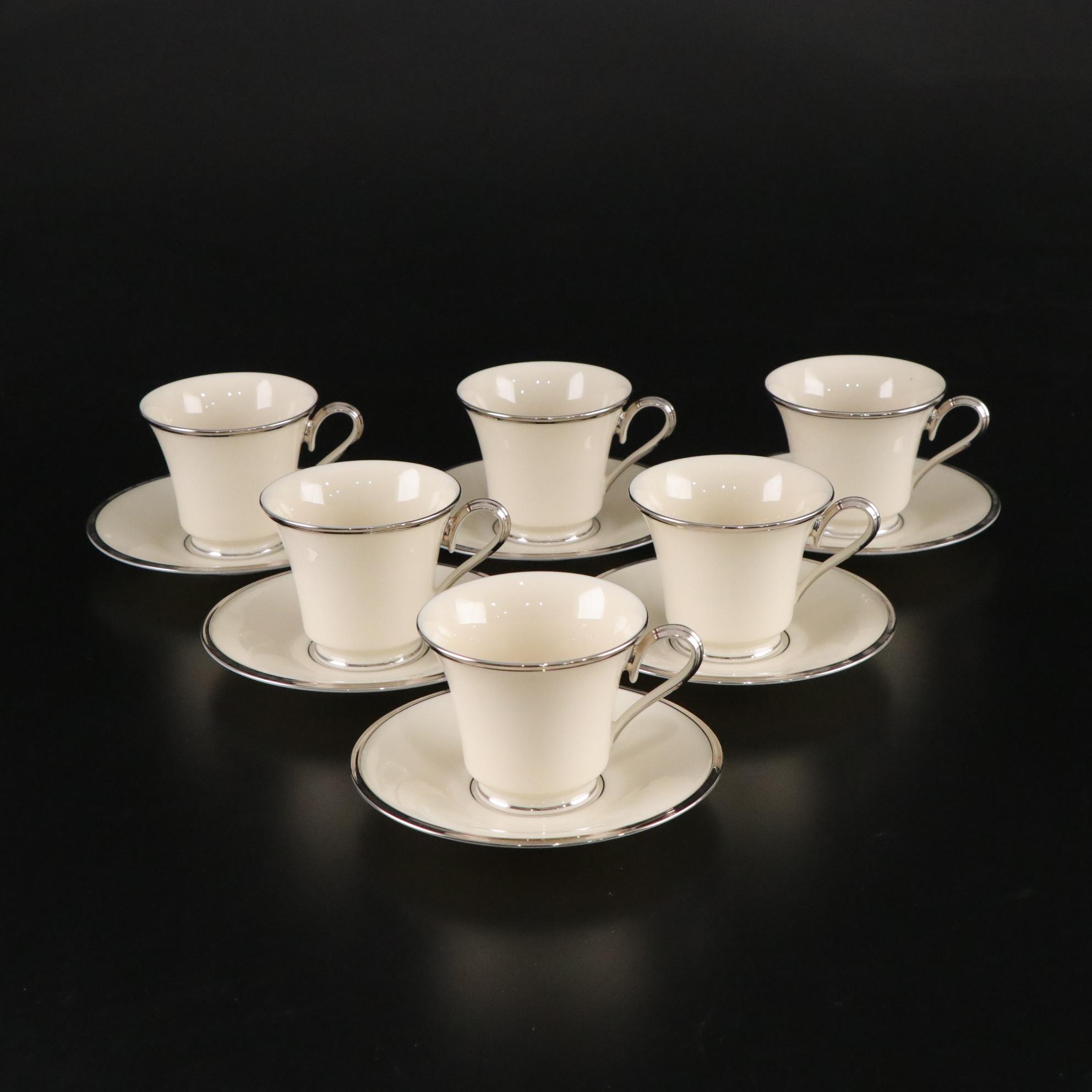 Lenox "Solitaire Platinum" Porcelain Dinnerware and Fostoria "Sheffield" Glasses