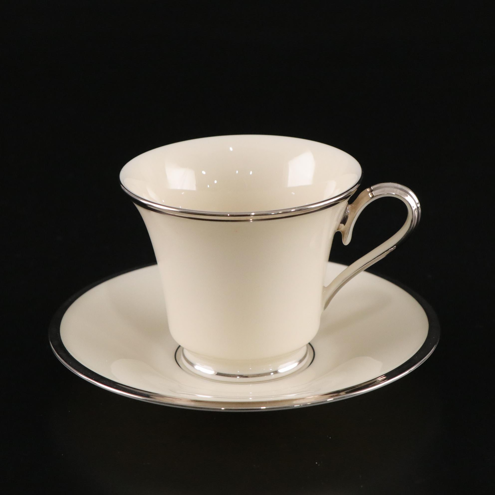 Lenox "Solitaire Platinum" Porcelain Dinnerware and Fostoria "Sheffield" Glasses