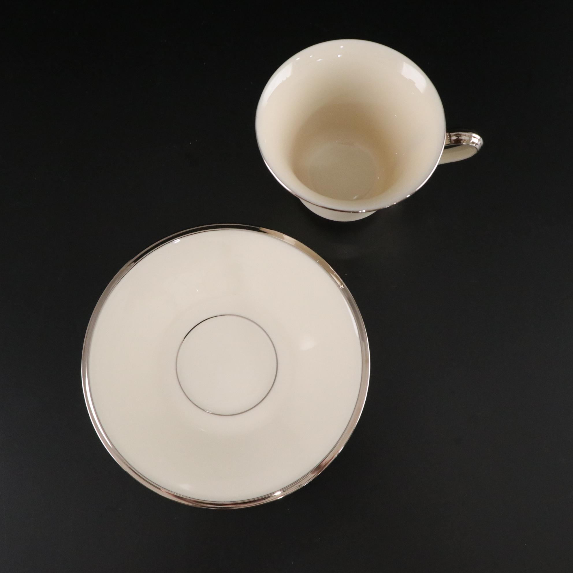 Lenox "Solitaire Platinum" Porcelain Dinnerware and Fostoria "Sheffield" Glasses