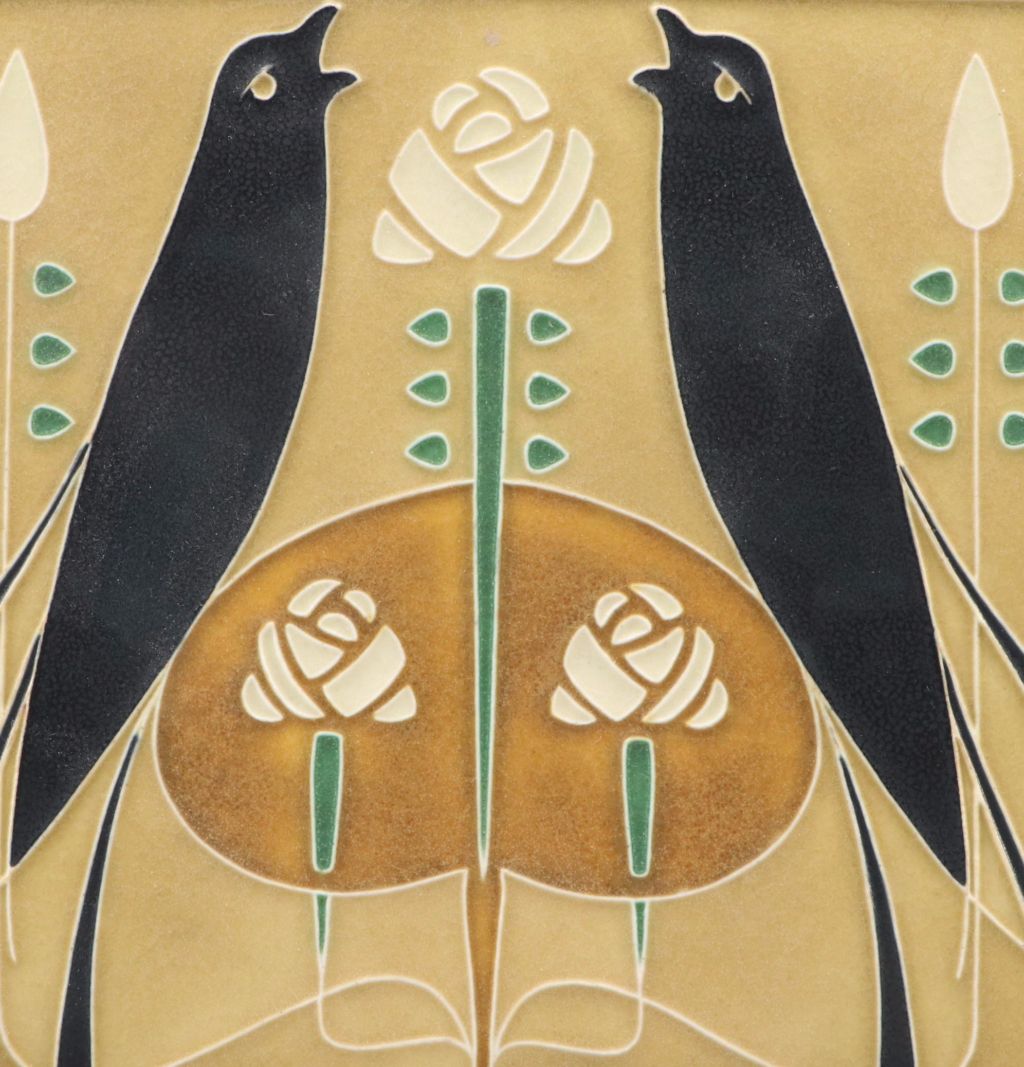 Motawi Tileworks "Songbirds - Golden" Ceramic Tile with Metal Stand