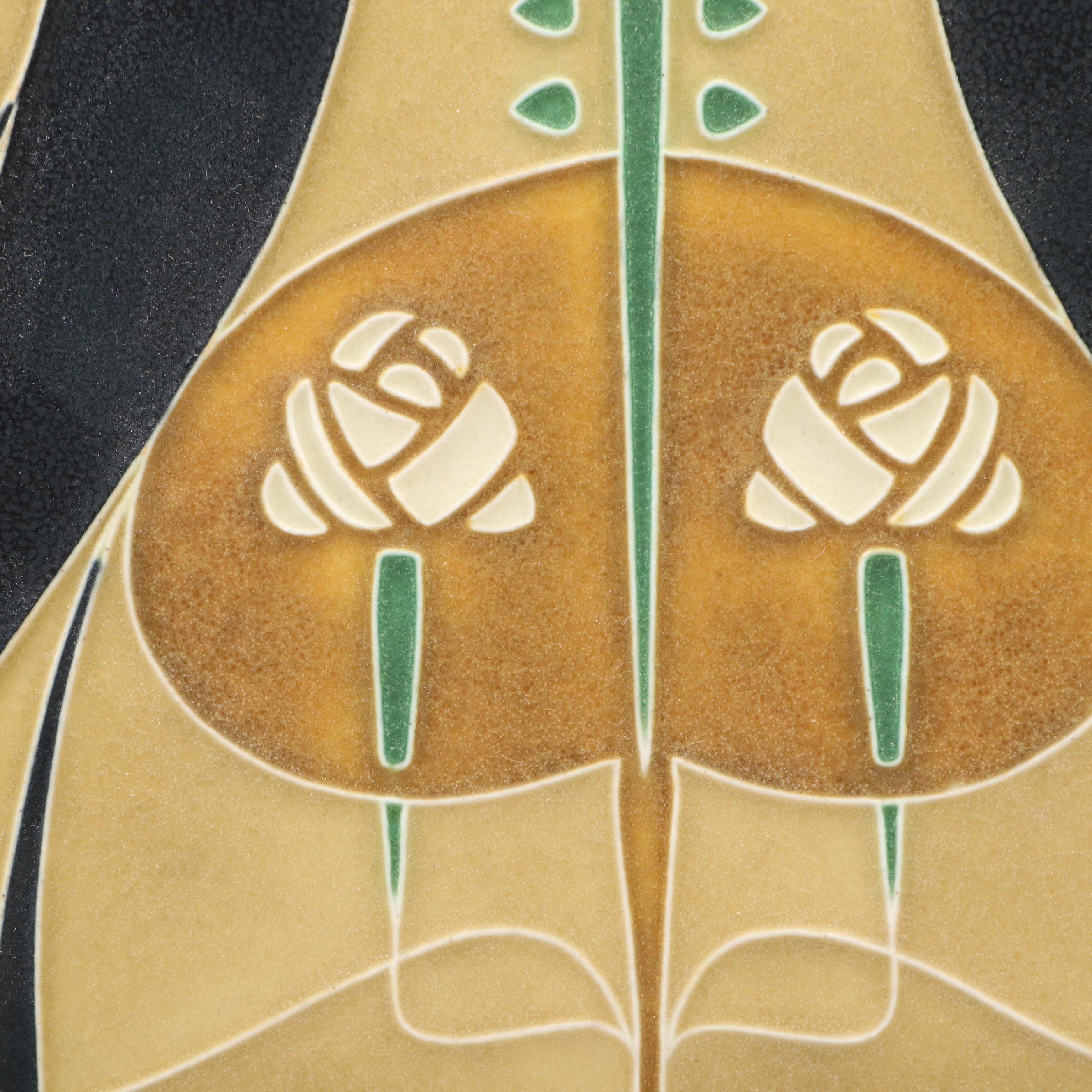 Motawi Tileworks "Songbirds - Golden" Ceramic Tile with Metal Stand