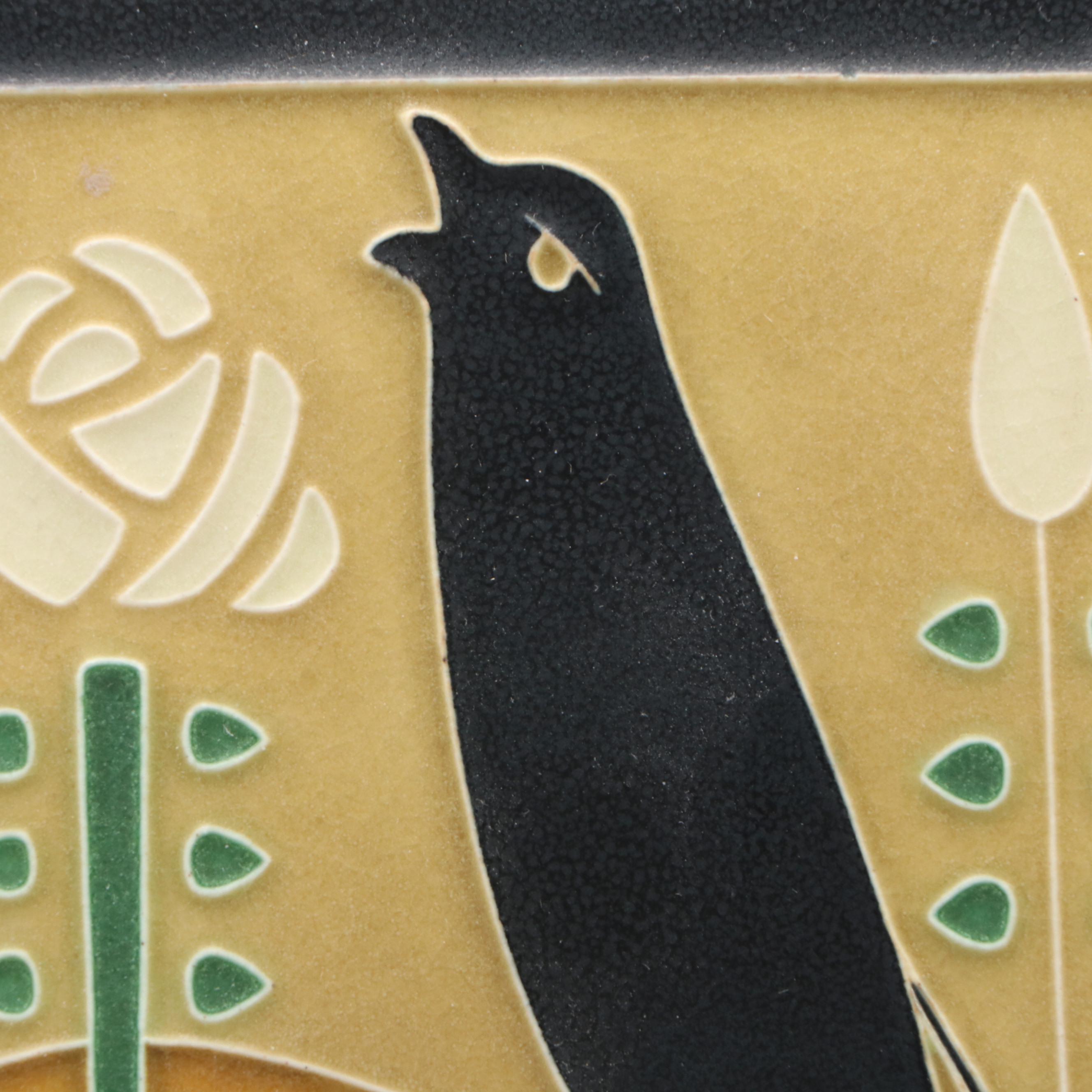 Motawi Tileworks "Songbirds - Golden" Ceramic Tile with Metal Stand