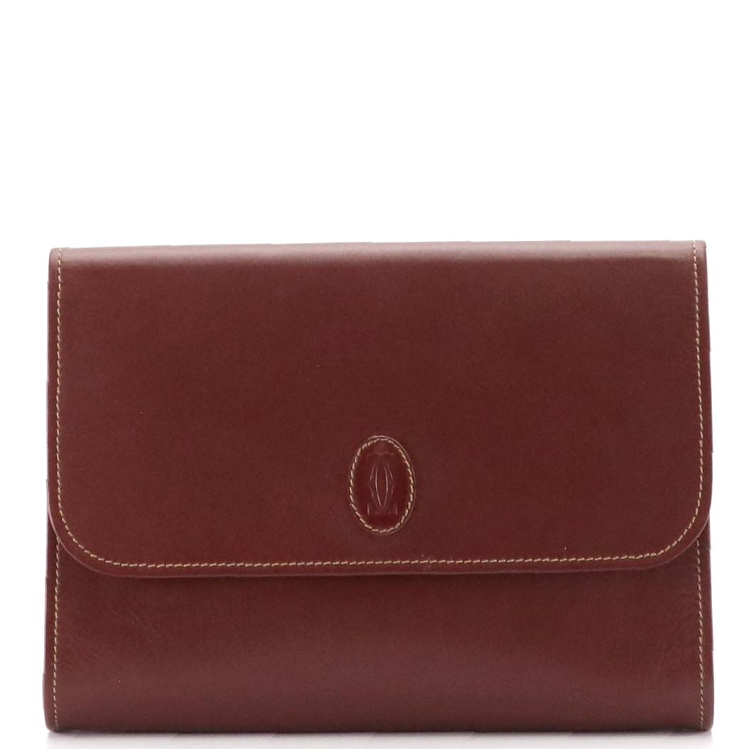 Cartier Must de Cartier Flap Clutch in Burgundy Leather
