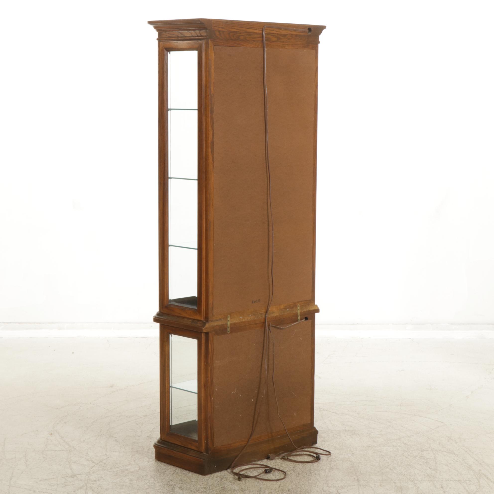 Oak Lighted Curio Cabinet, Late 20th Century