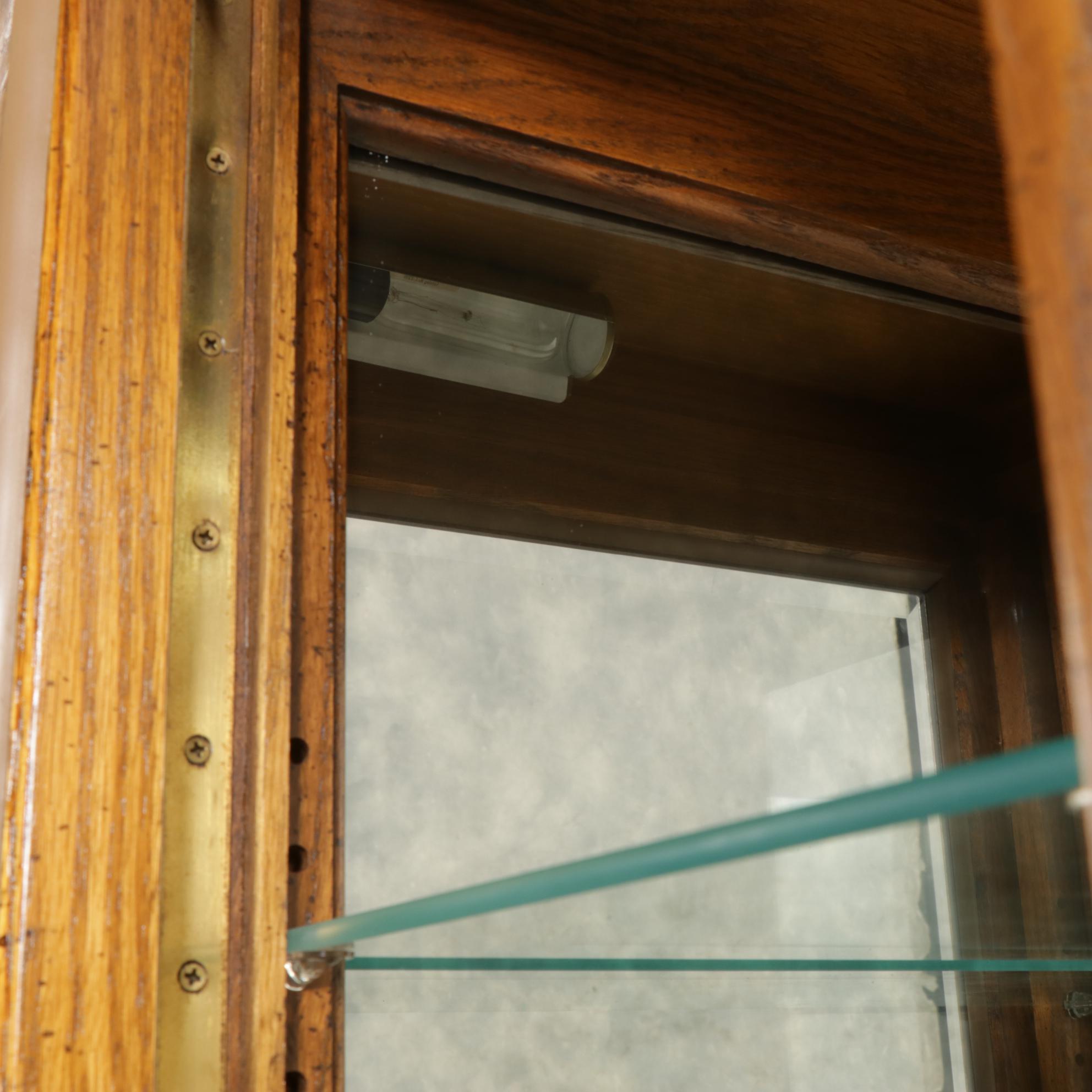 Oak Lighted Curio Cabinet, Late 20th Century