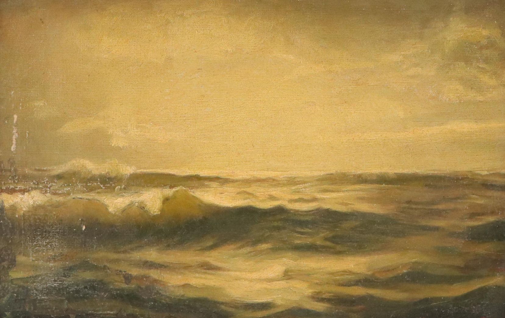 Anna Hunt Reproduction Seascape Oil Painting of Tumultuous Waves, 1903