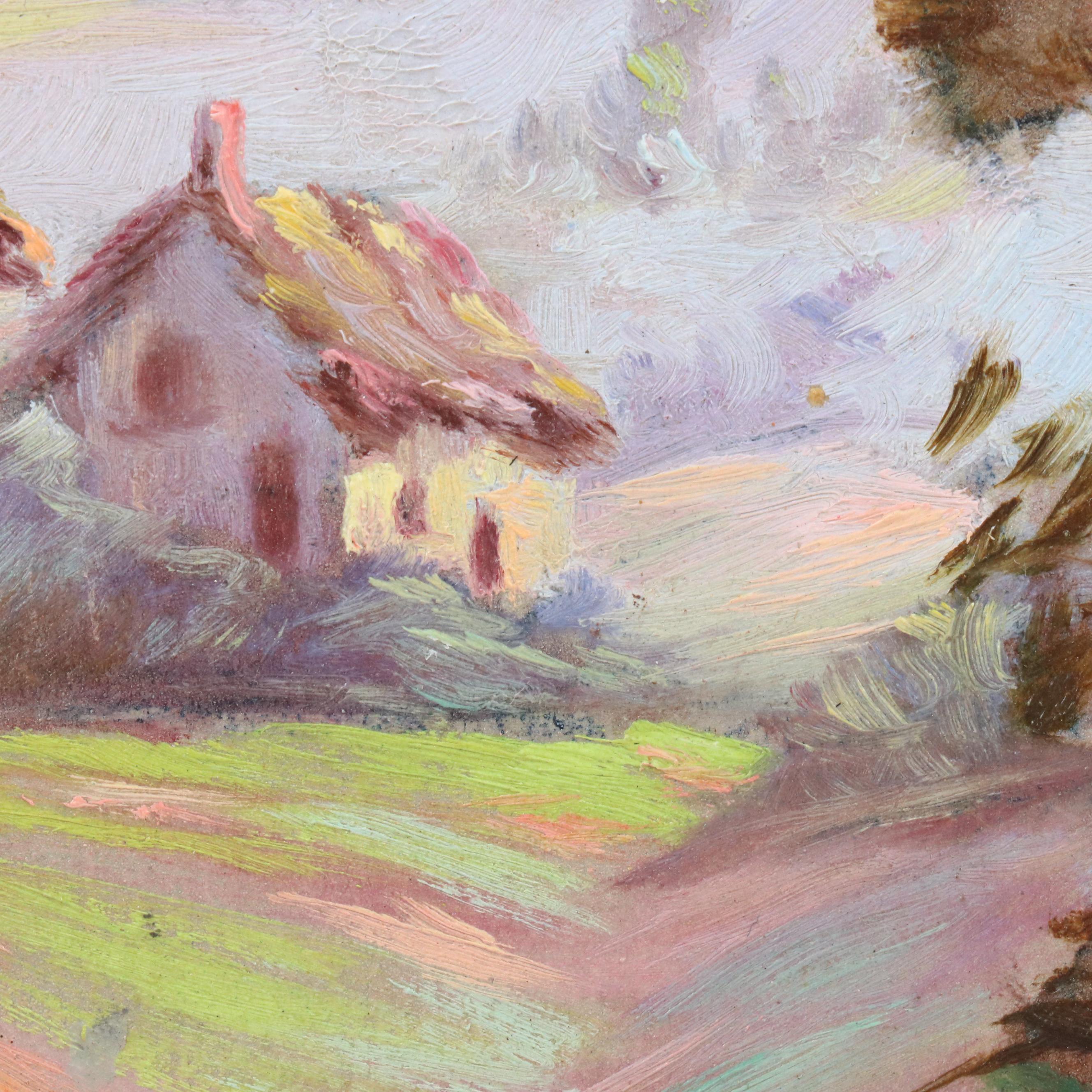 Jeanne Reimbolt French Countryside Landscape Oil Painting, Early 20th Century