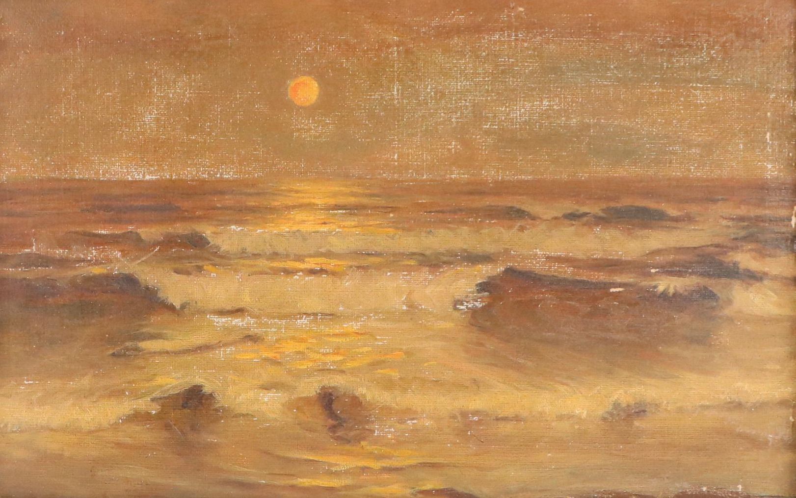 Anna Hunt Reproduction Nocturne Seascape Oil Painting of Waves, 1903