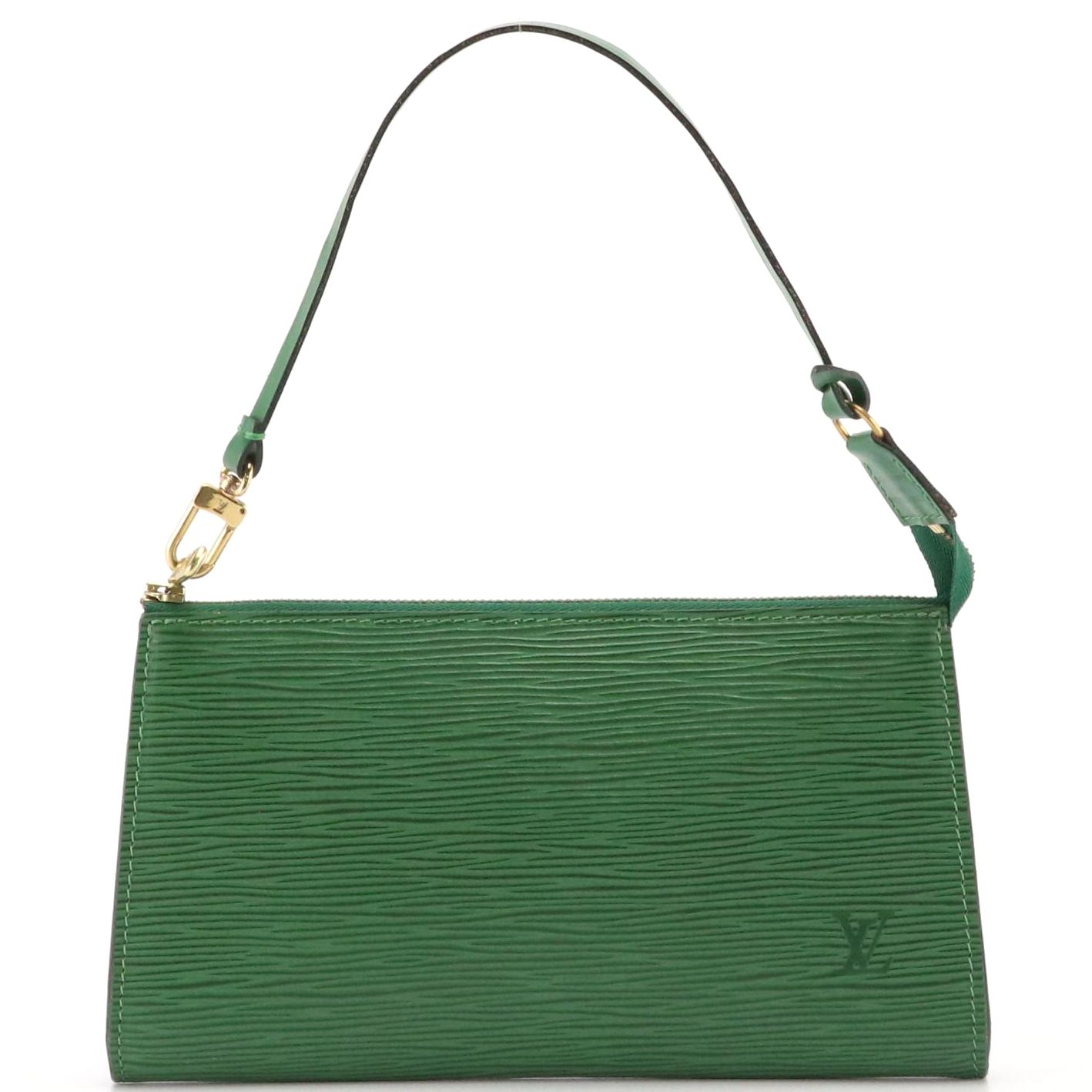 Louis Vuitton Pochette Accessoires in Borneo Green Epi and Smooth Leather