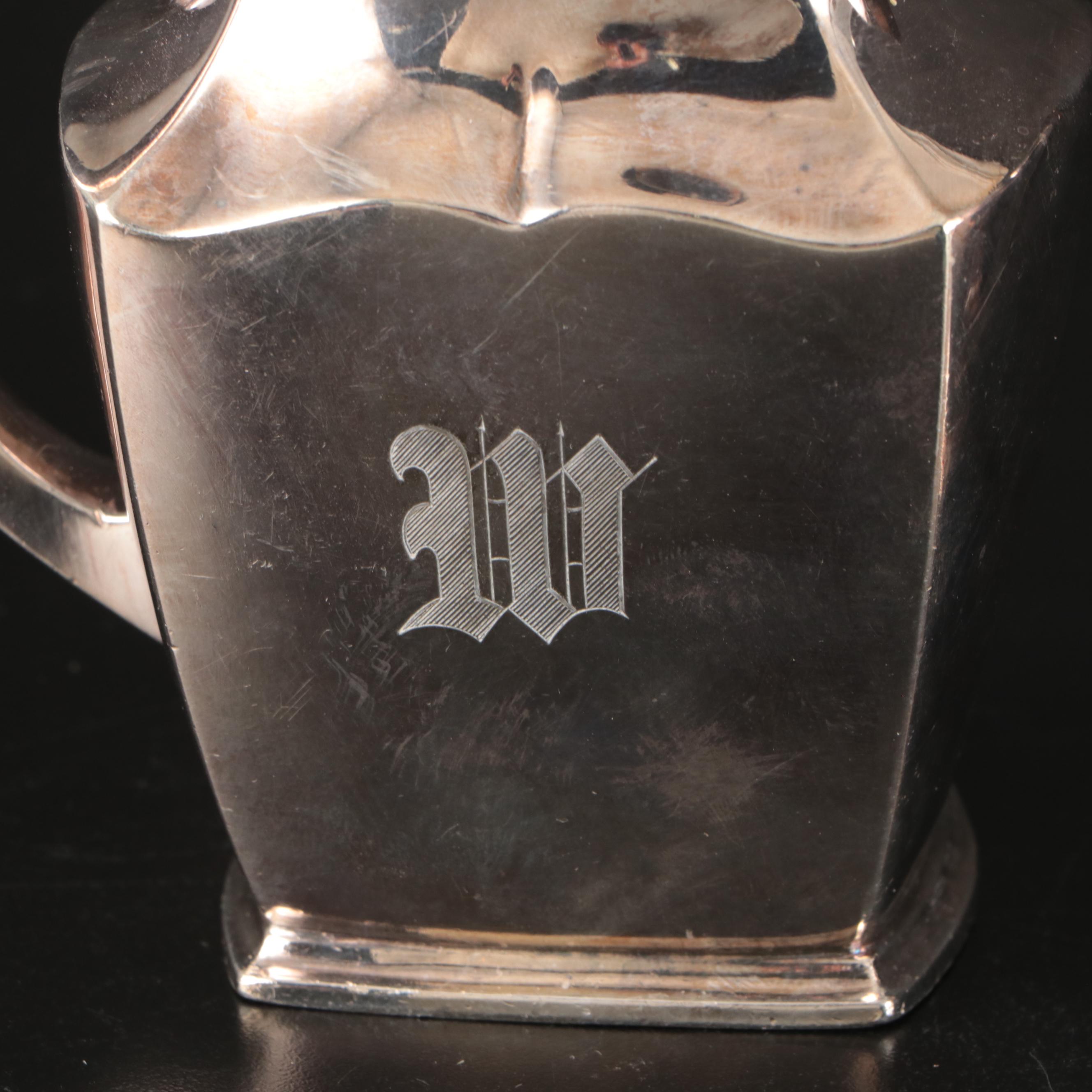 Georgian Style Cobalt Glass Lined Mustard Jar with Other Silver Plate Serveware